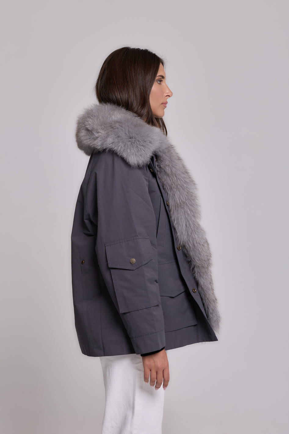 Parka ARMY GREY in Misto Cotone Impermeabile