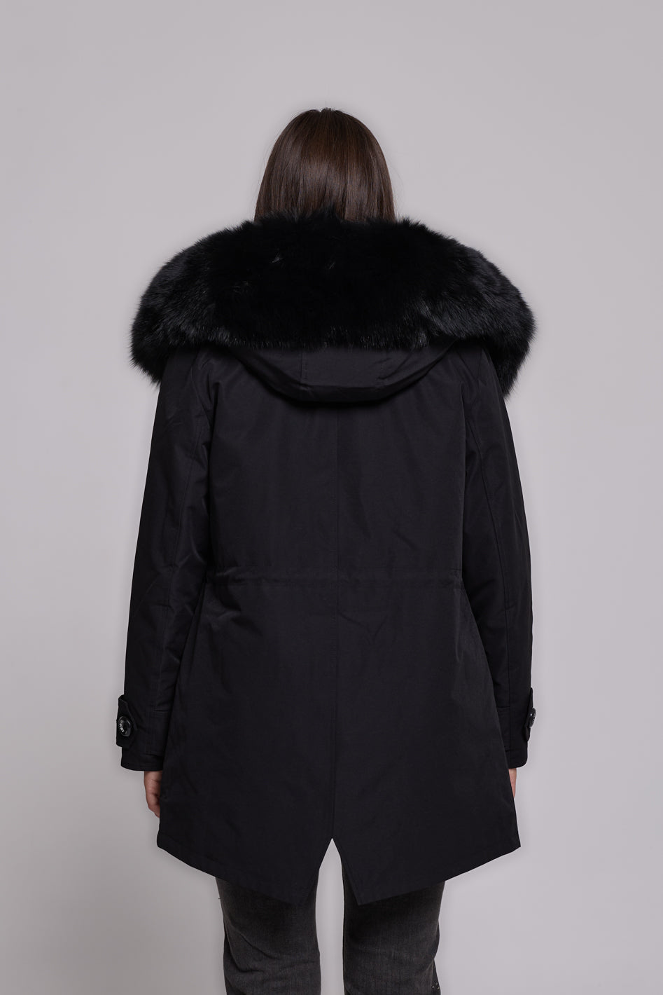 Parka long in misto cotone impermeabile Fox Black