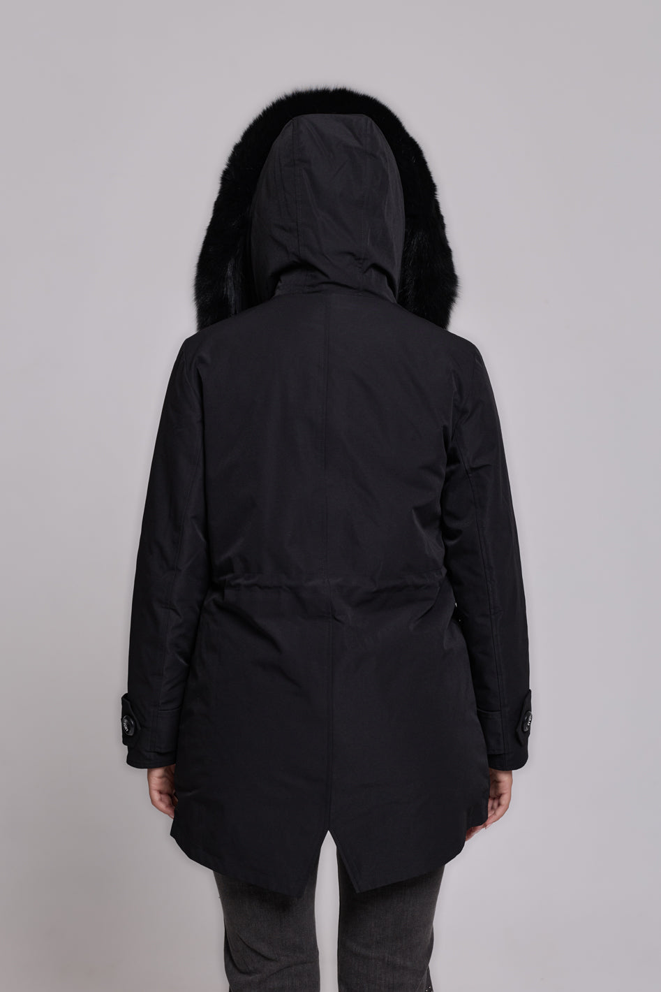 Parka long in misto cotone impermeabile Fox Black