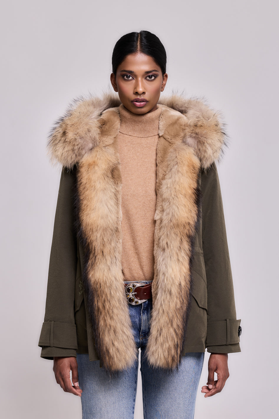 Parka  short in misto cotone impermeabile  Raccon