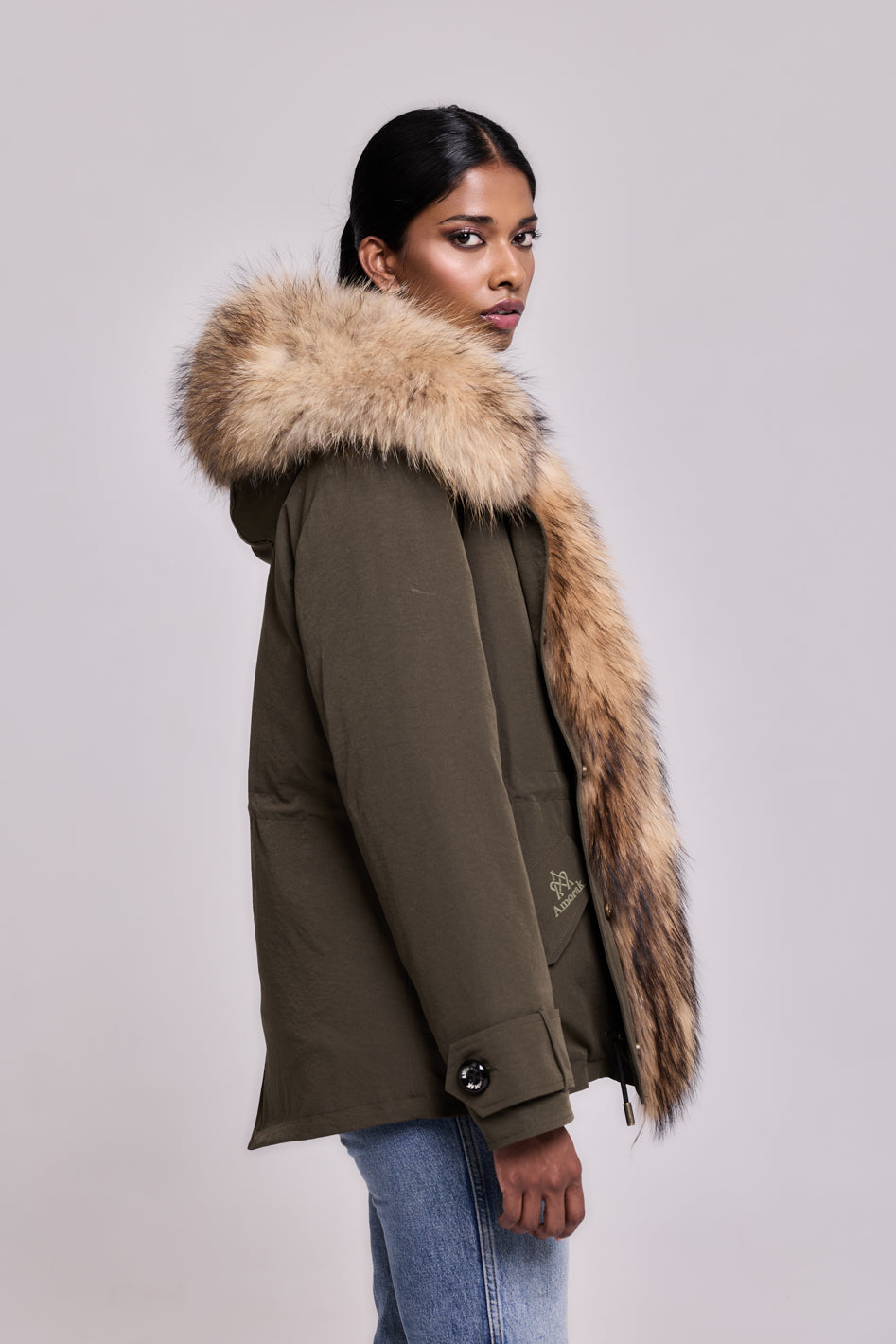 Parka  short in misto cotone impermeabile  Raccon