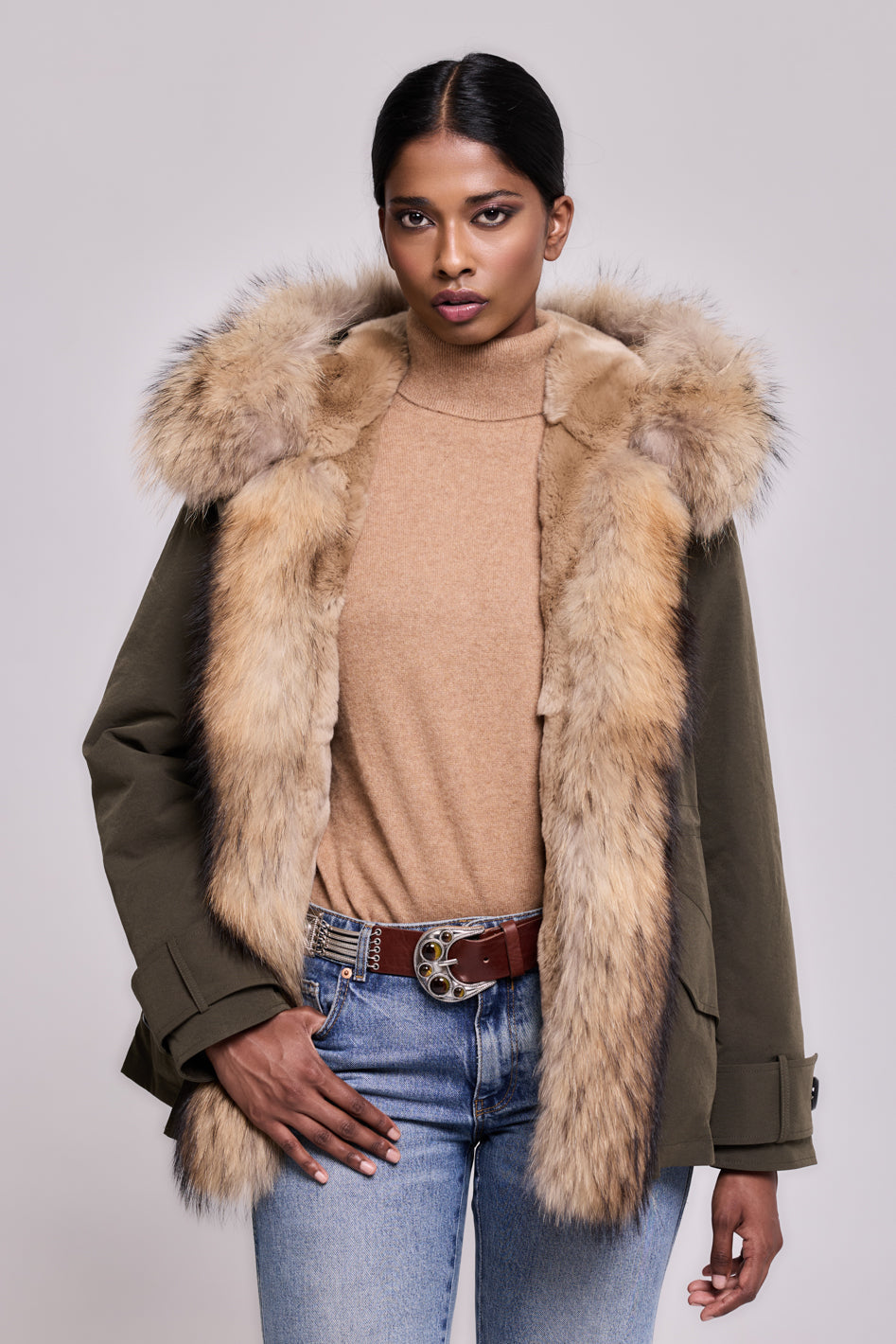 Parka  short in misto cotone impermeabile  Raccon