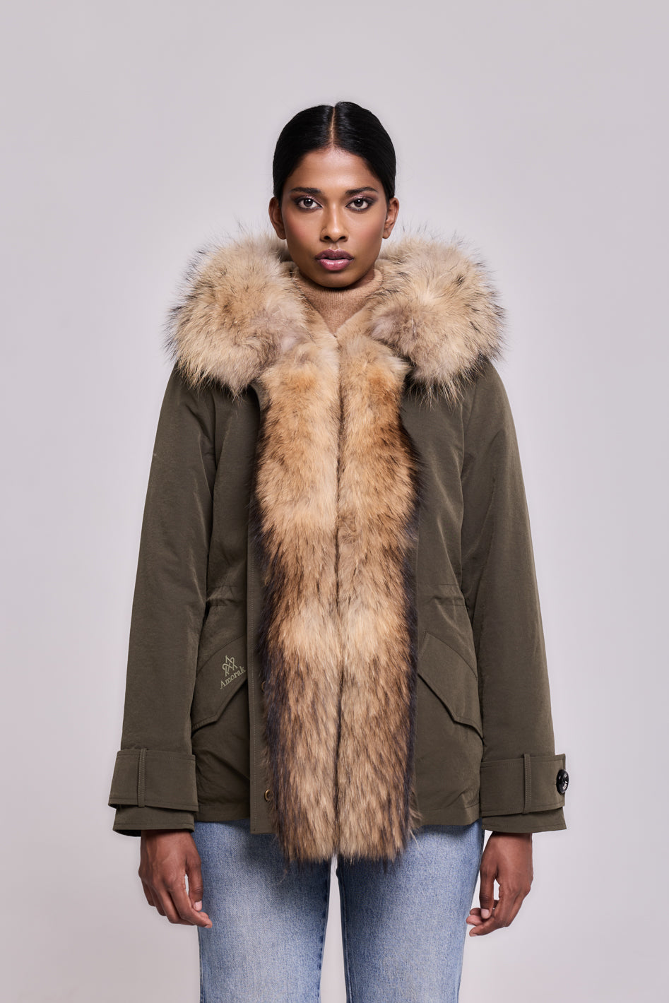 Parka  short in misto cotone impermeabile  Raccon