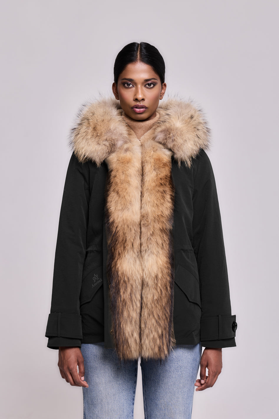 Parka  short in misto cotone impermeabile  Raccon
