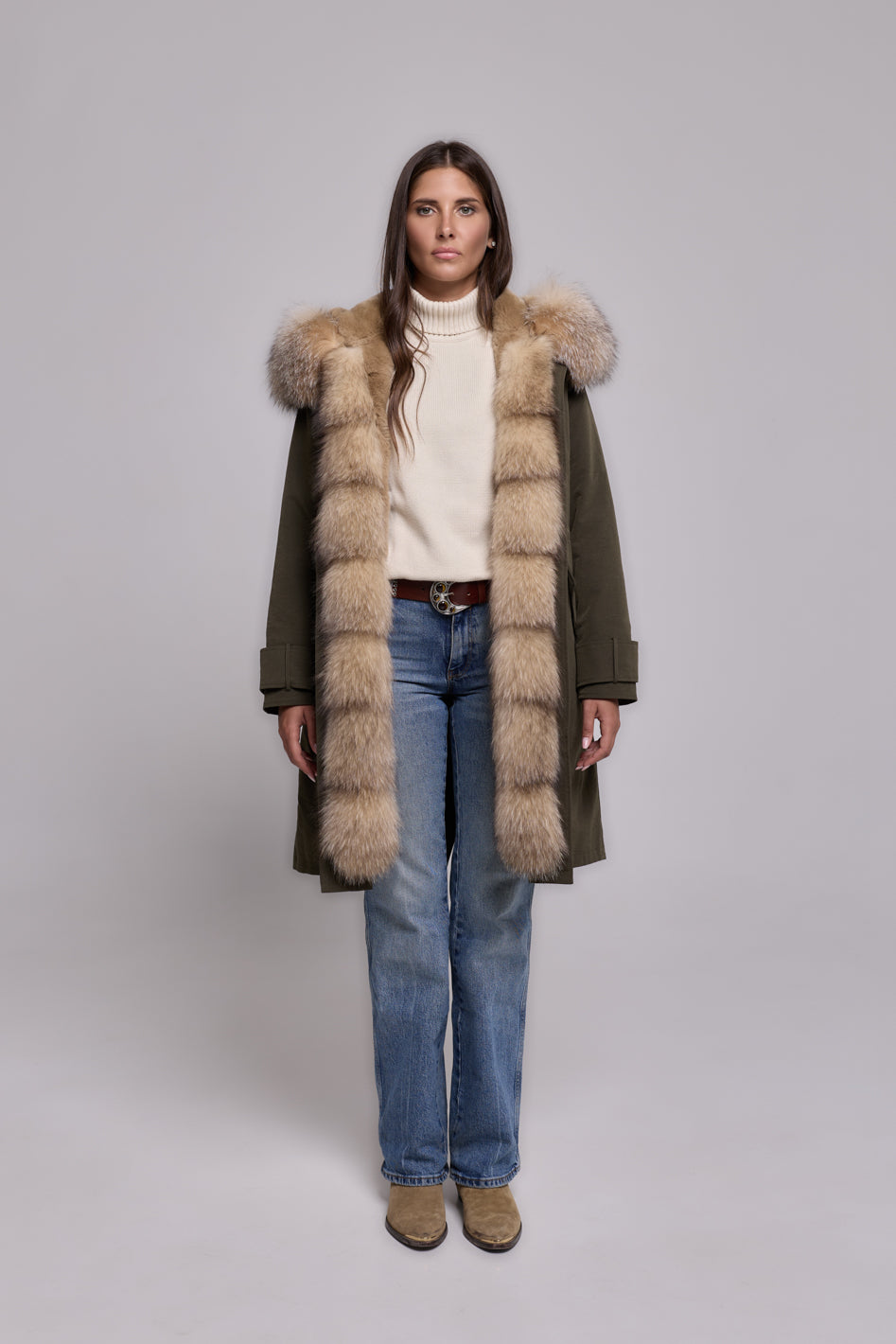 Parka X-long in misto cotone impermeabile Fox Cristal