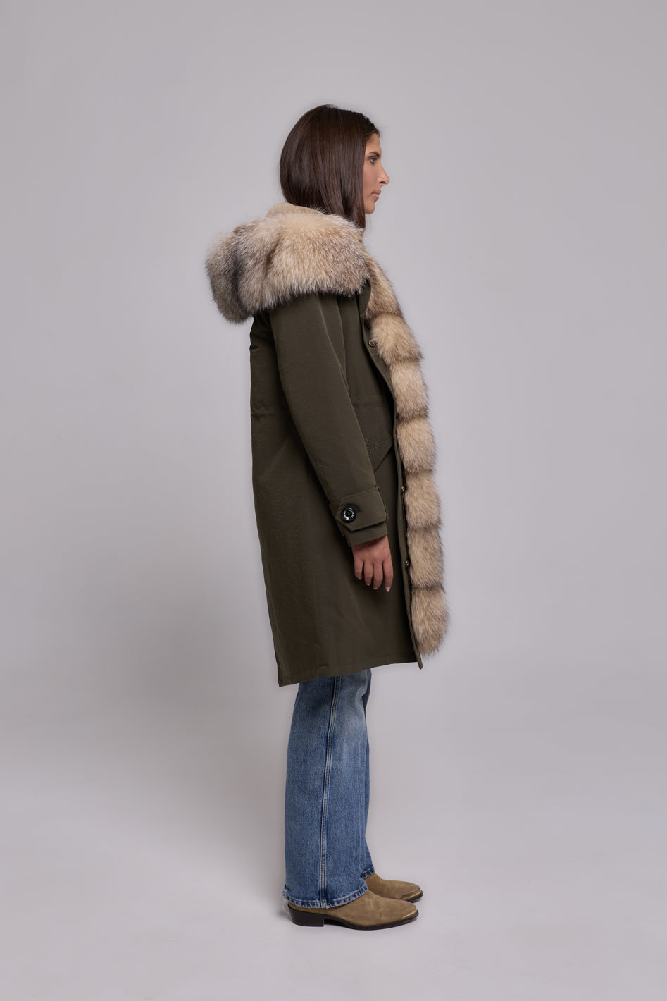 Parka X-long in misto cotone impermeabile Fox Cristal