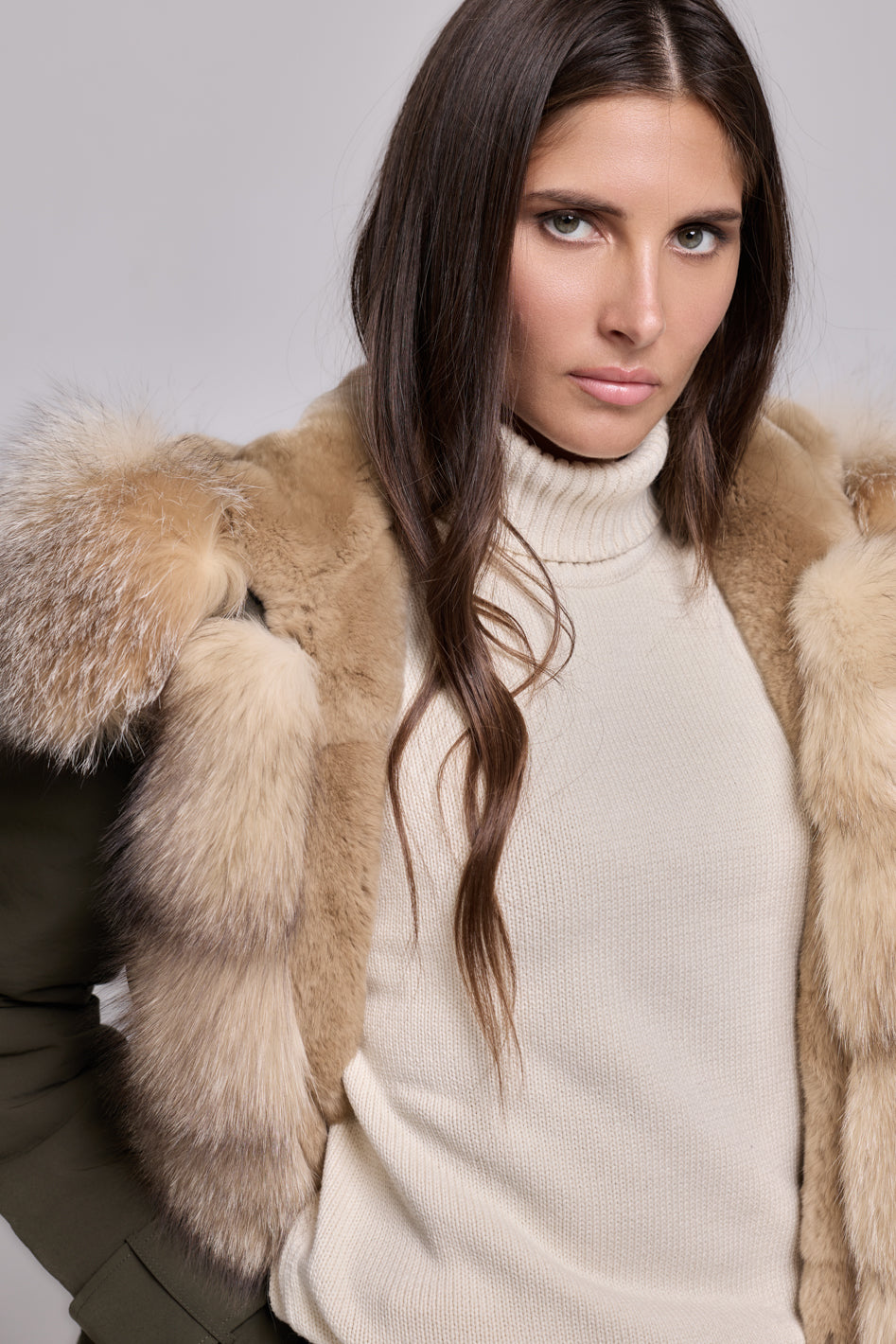 Parka X-long in misto cotone impermeabile Fox Cristal