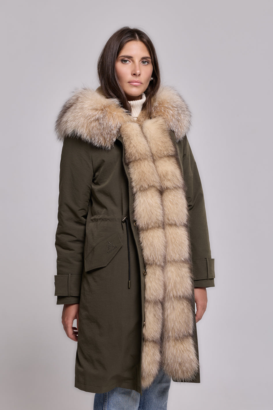 Parka X-long in misto cotone impermeabile Fox Cristal