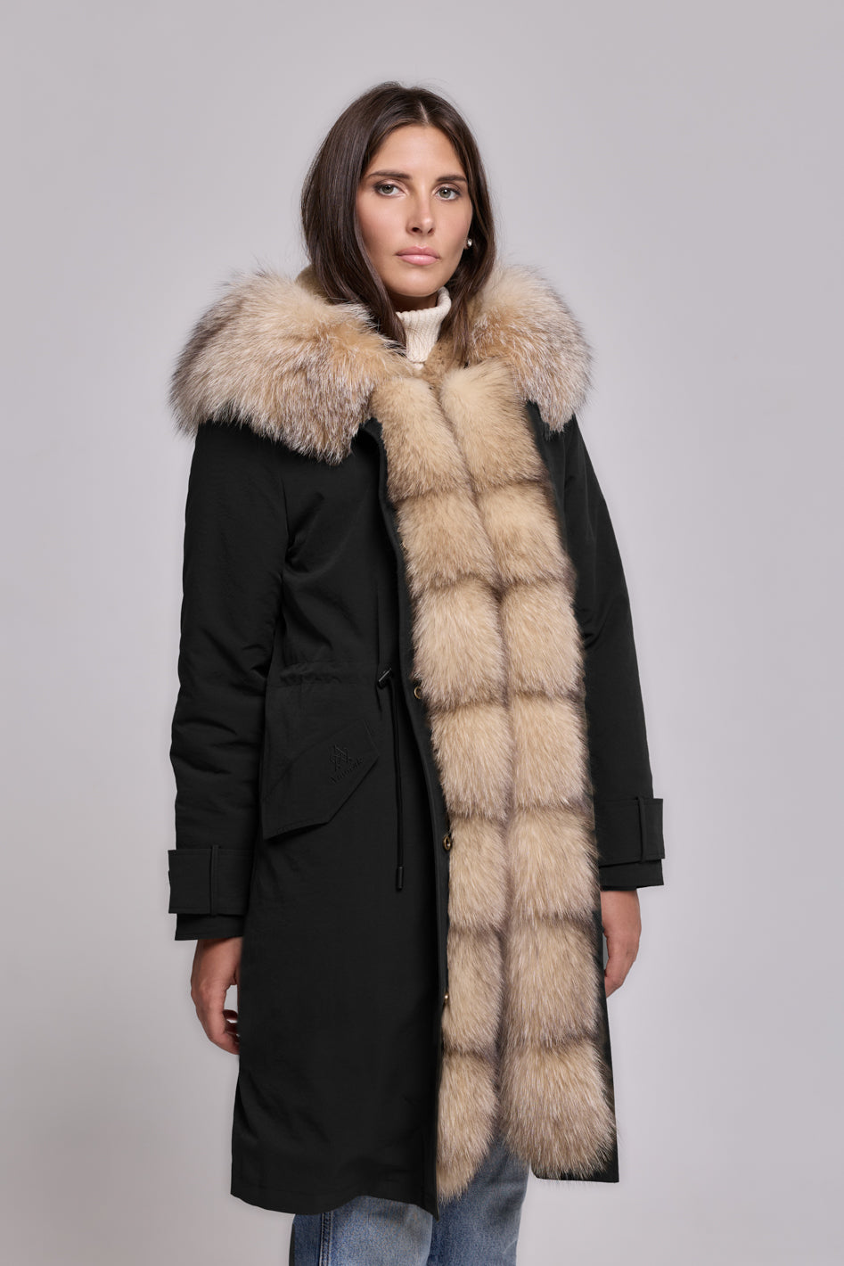 Parka X-long in misto cotone impermeabile Fox Cristal