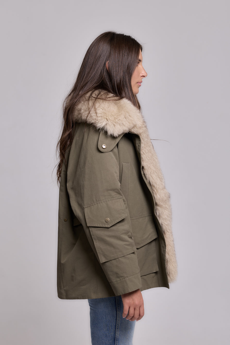 Parka ARMY  BEIGE in Misto Cotone Impermeabile