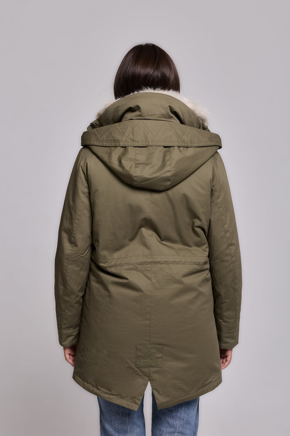 Parka Elegant Beige con Collo Alto e Gilet in pelliccia Removibile