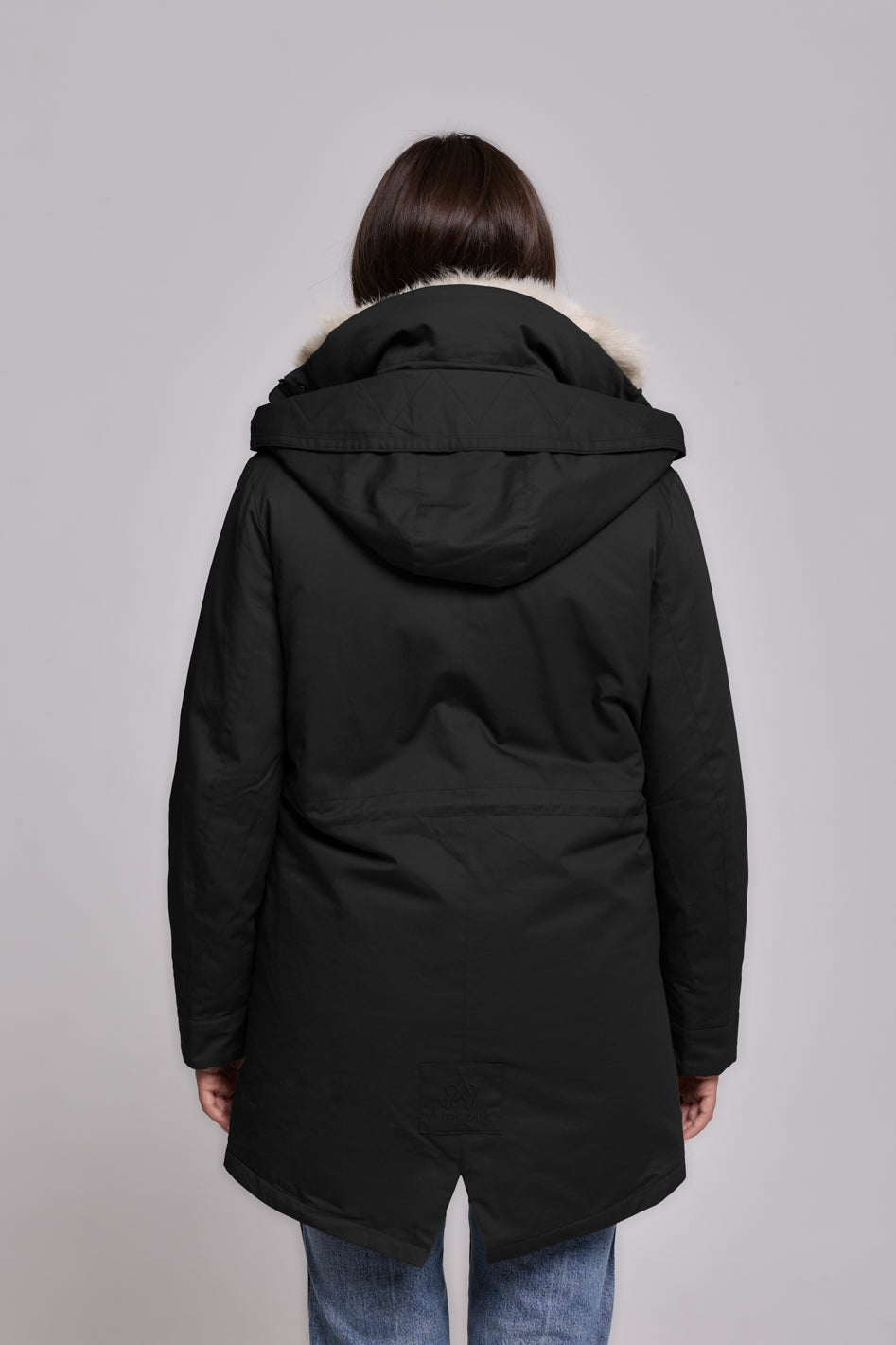 Parka Elegant Beige con Collo Alto e Gilet in pelliccia Removibile