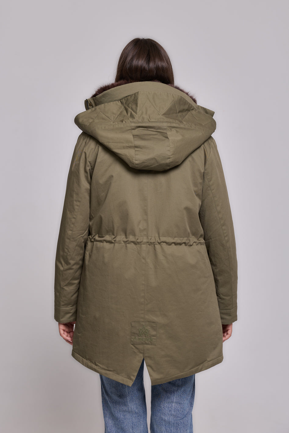 Parka Elegant Brown con Collo Alto e Gilet in pelliccia Removibile