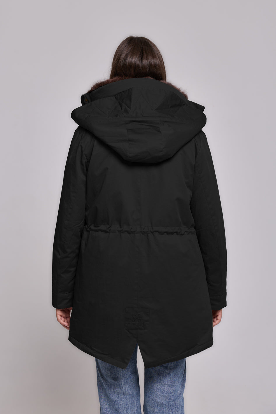 Parka Elegant Brown con Collo Alto e Gilet in pelliccia Removibile