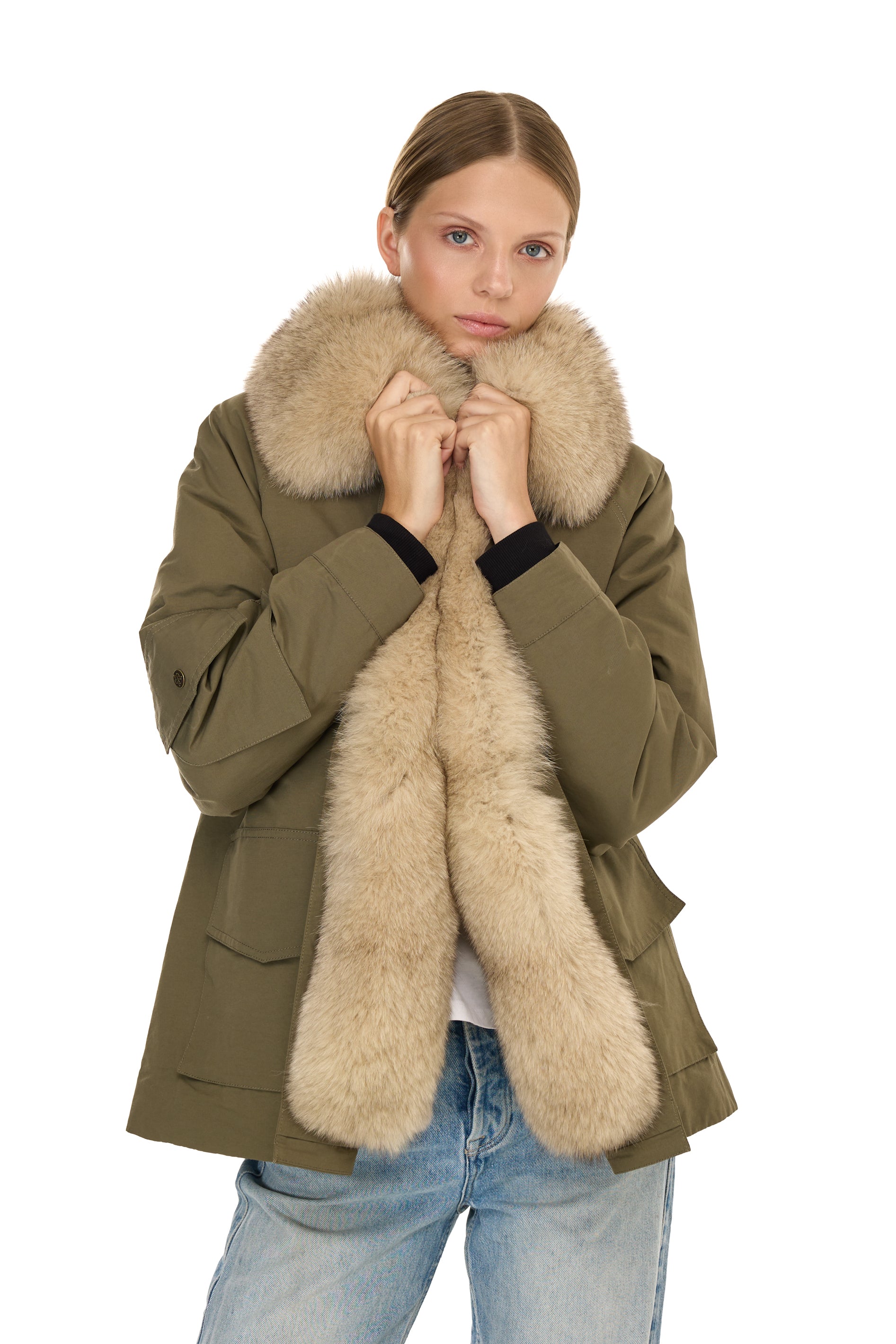Parka Army Beige in waterproof cotton mixed