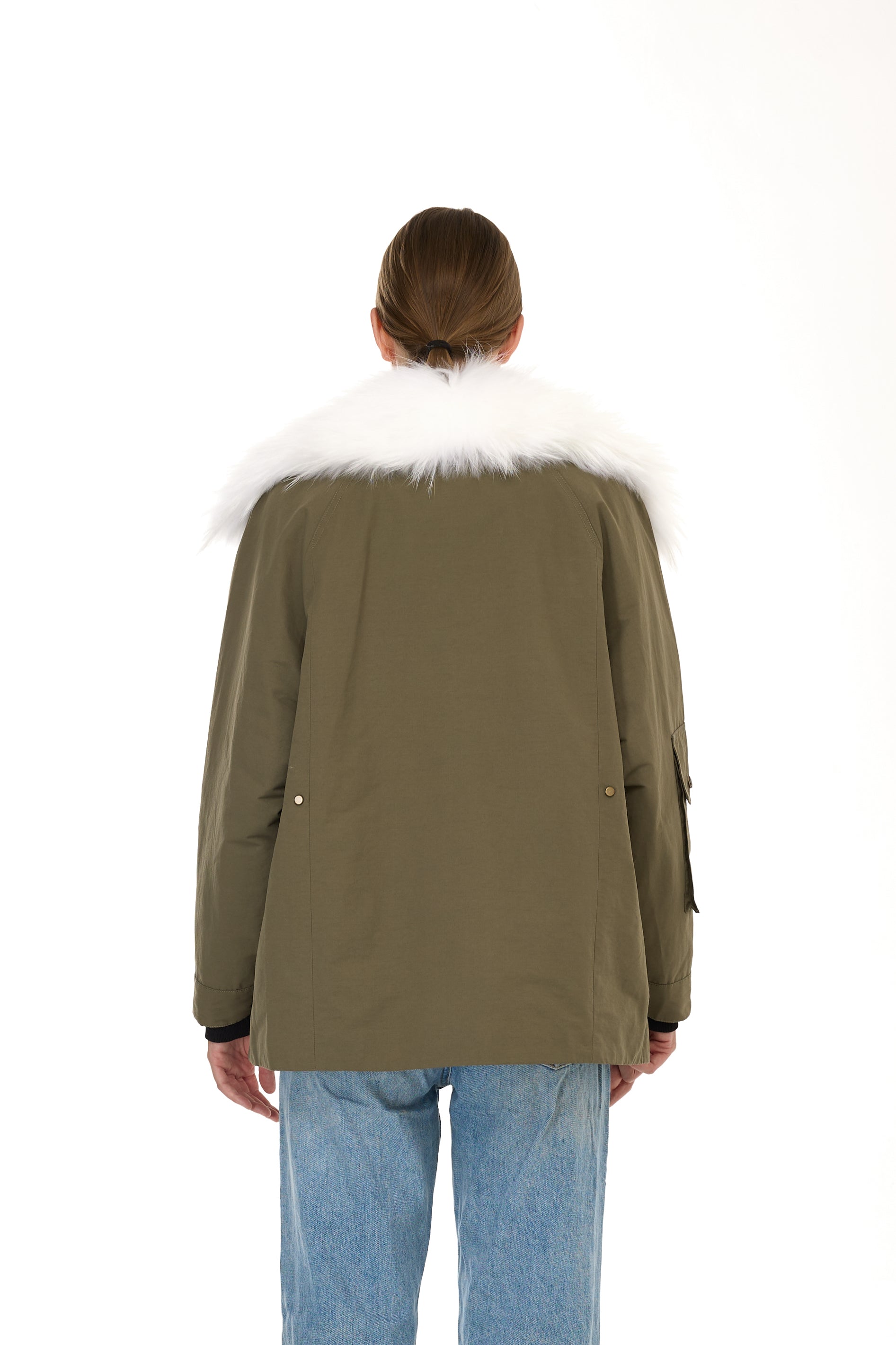 Parka Army White in waterproof cotton mixed