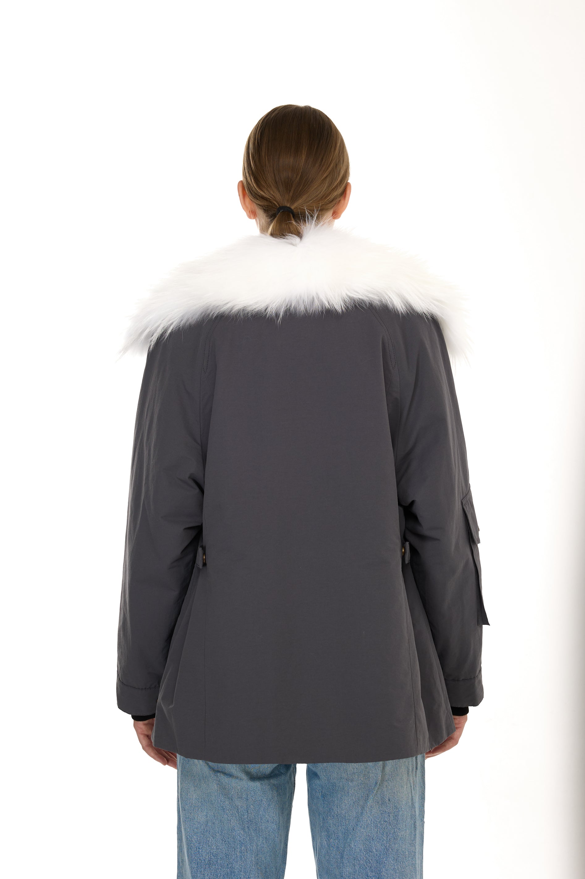 Parka Army White in waterproof cotton mixed