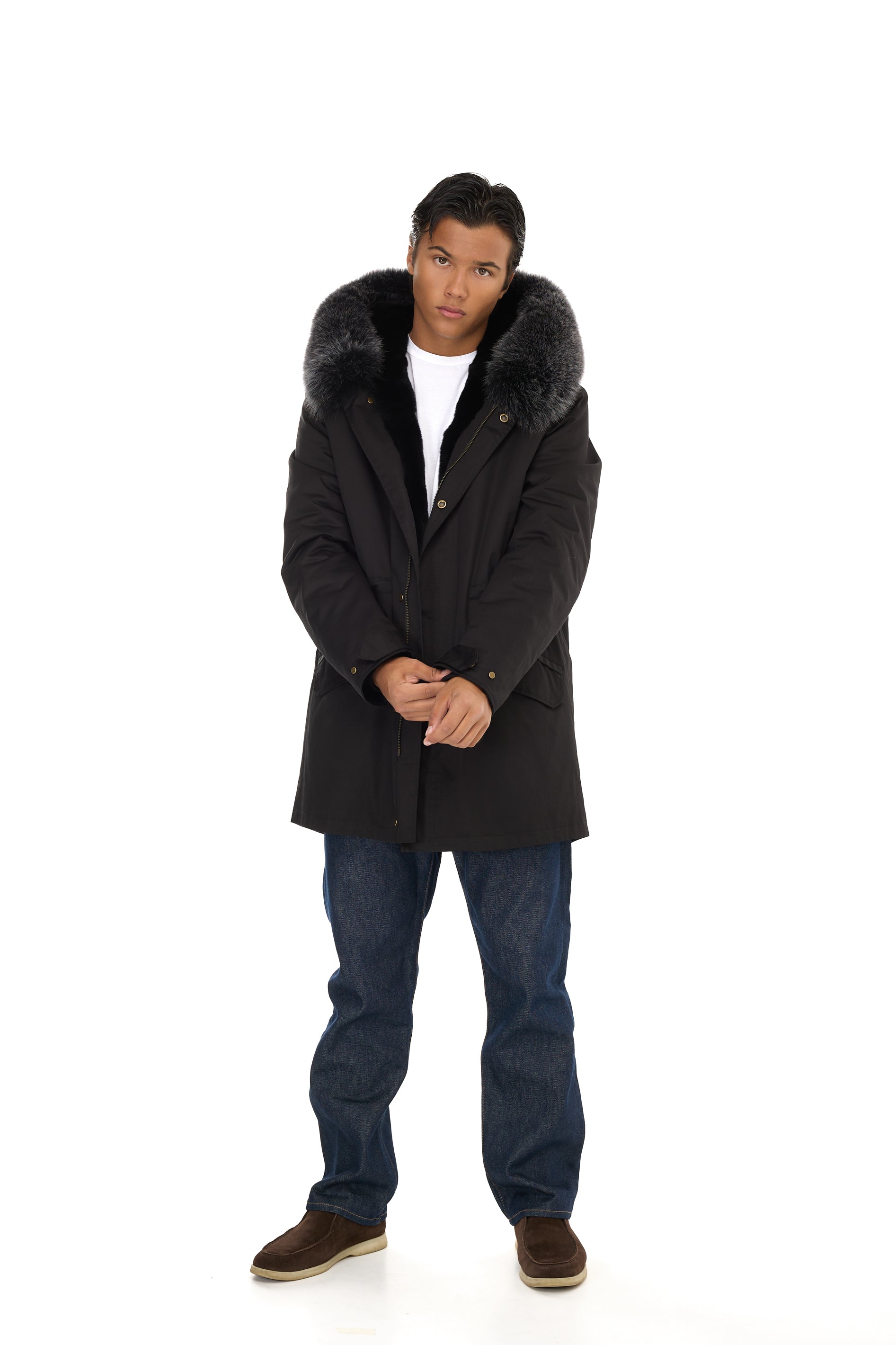 Parka long  fox silver grey