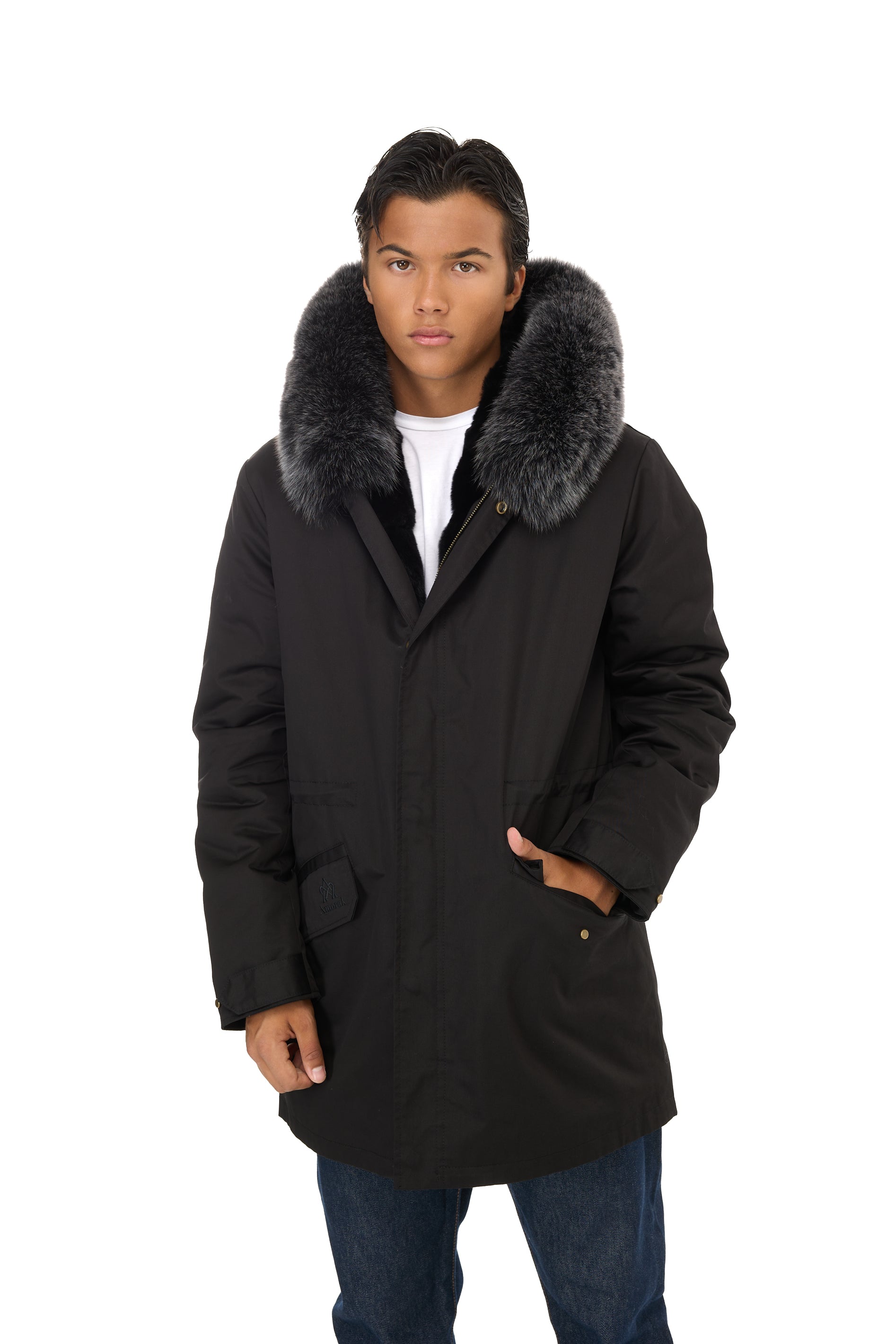 Parka long  fox silver grey