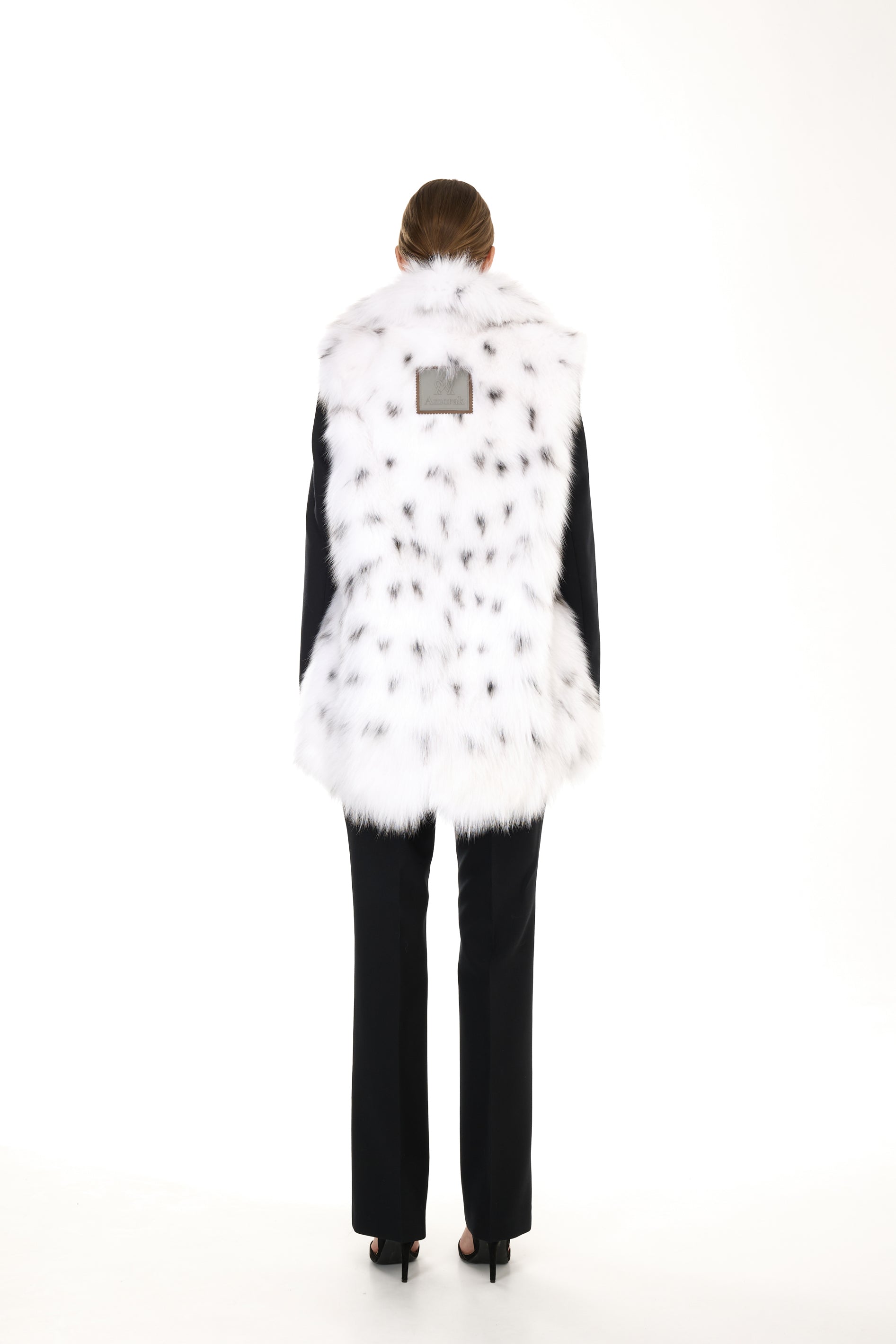 Parka X-Long Elegant Fox Linx with high collar and removable fox vest