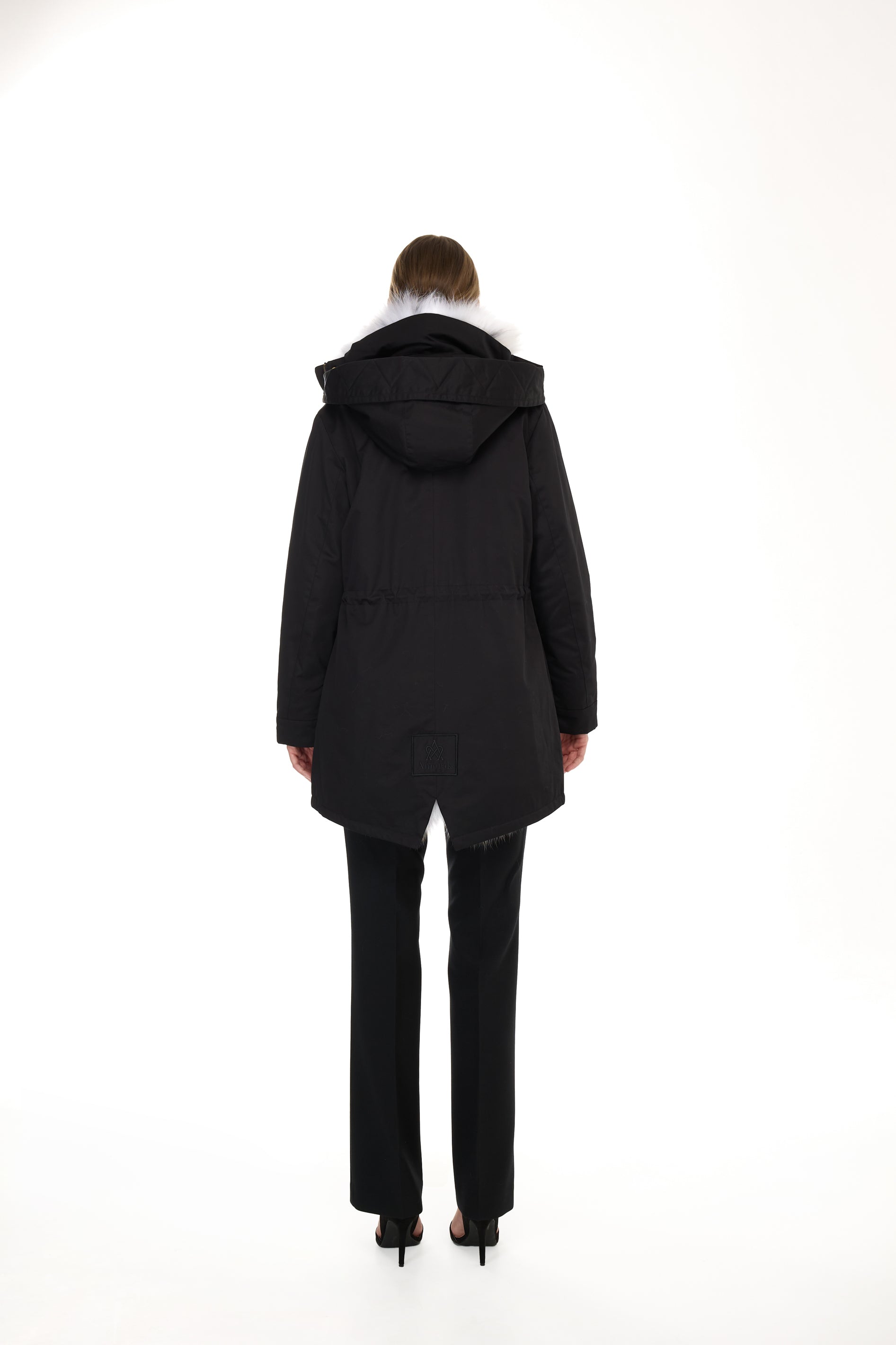 Parka Elegant Fox Linx with high collar and removable fox vest
