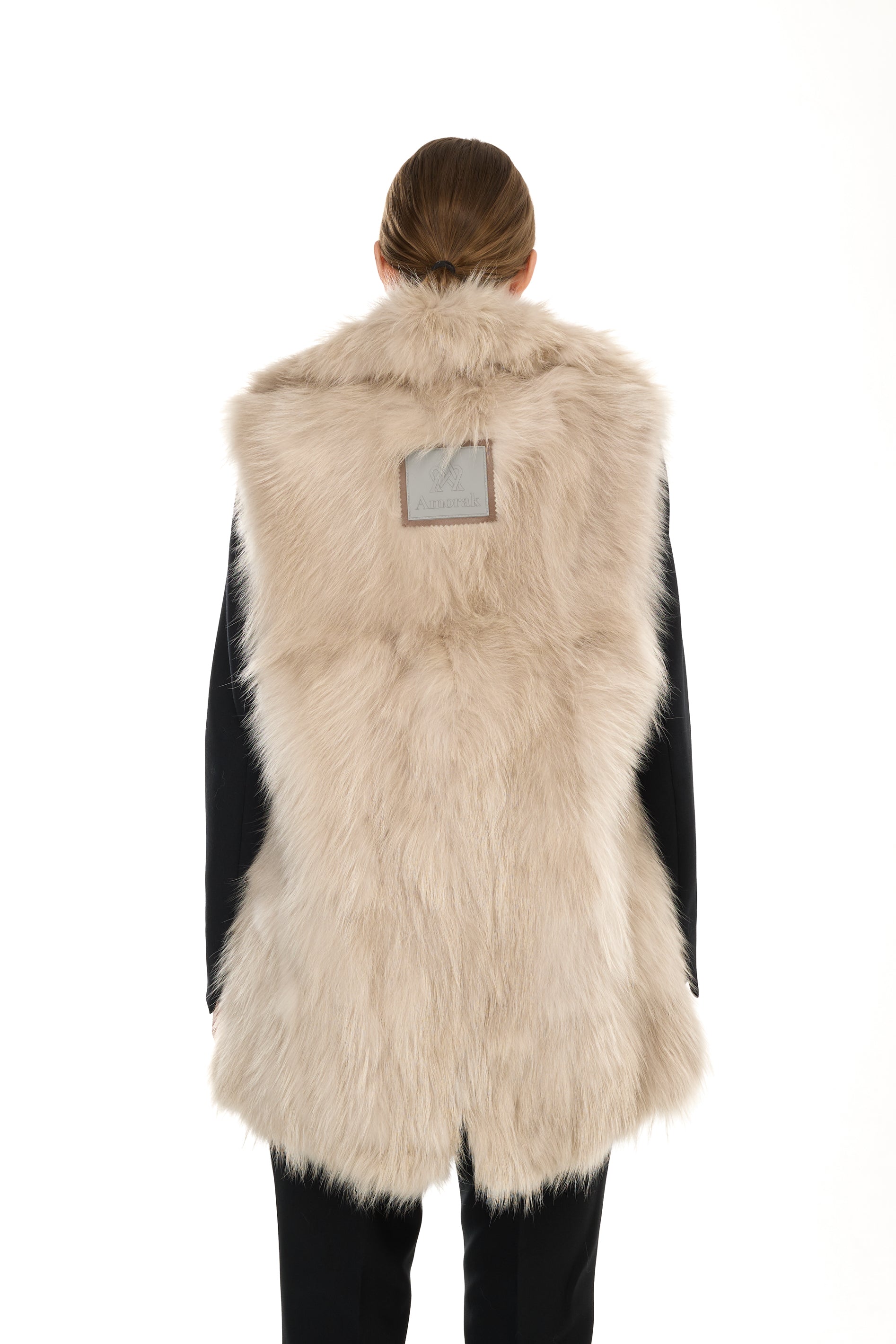 Park X-Long Elegant Beige with high neck and removable fur vest