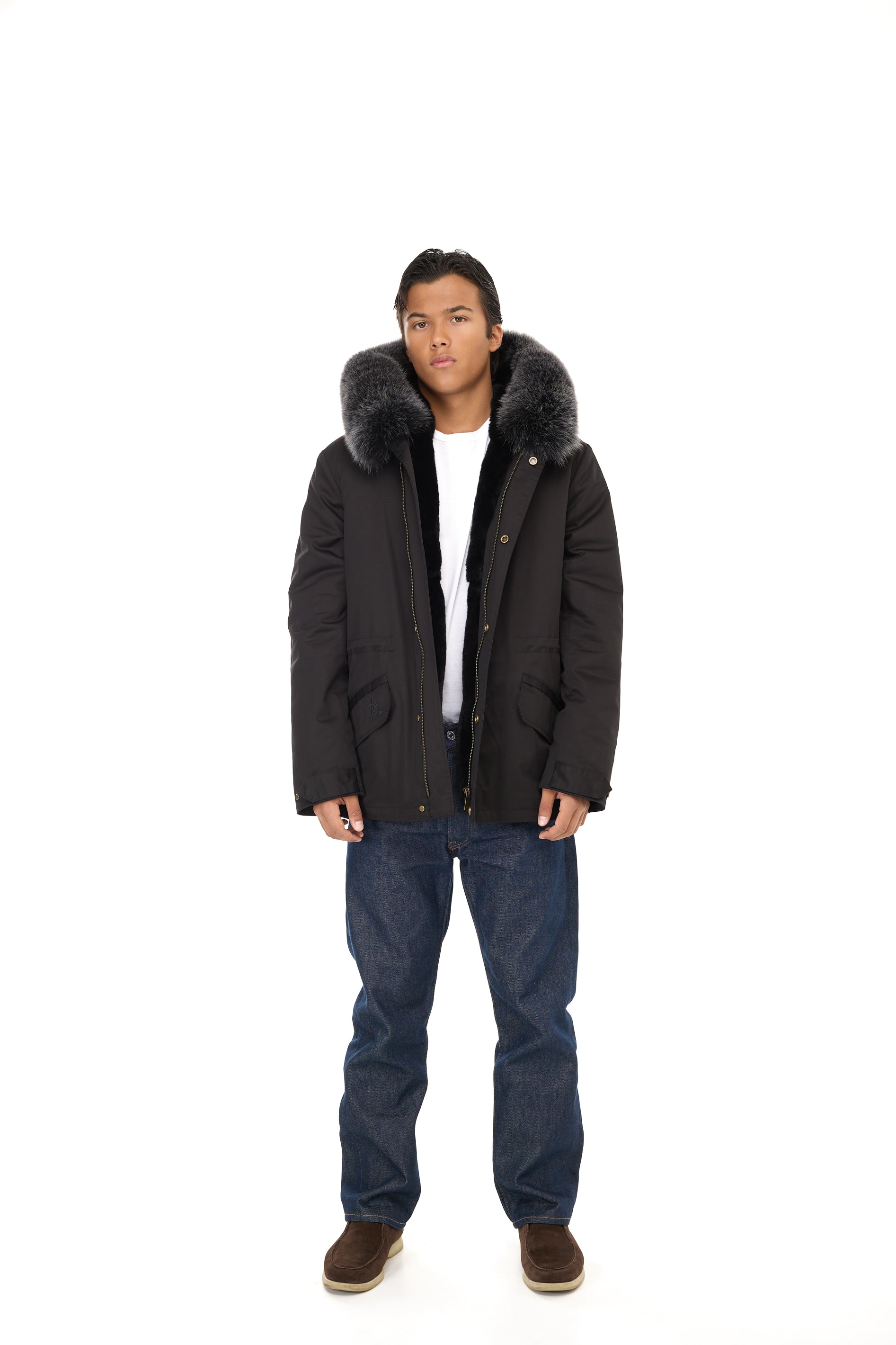 Parka Short Fox Silver Gray