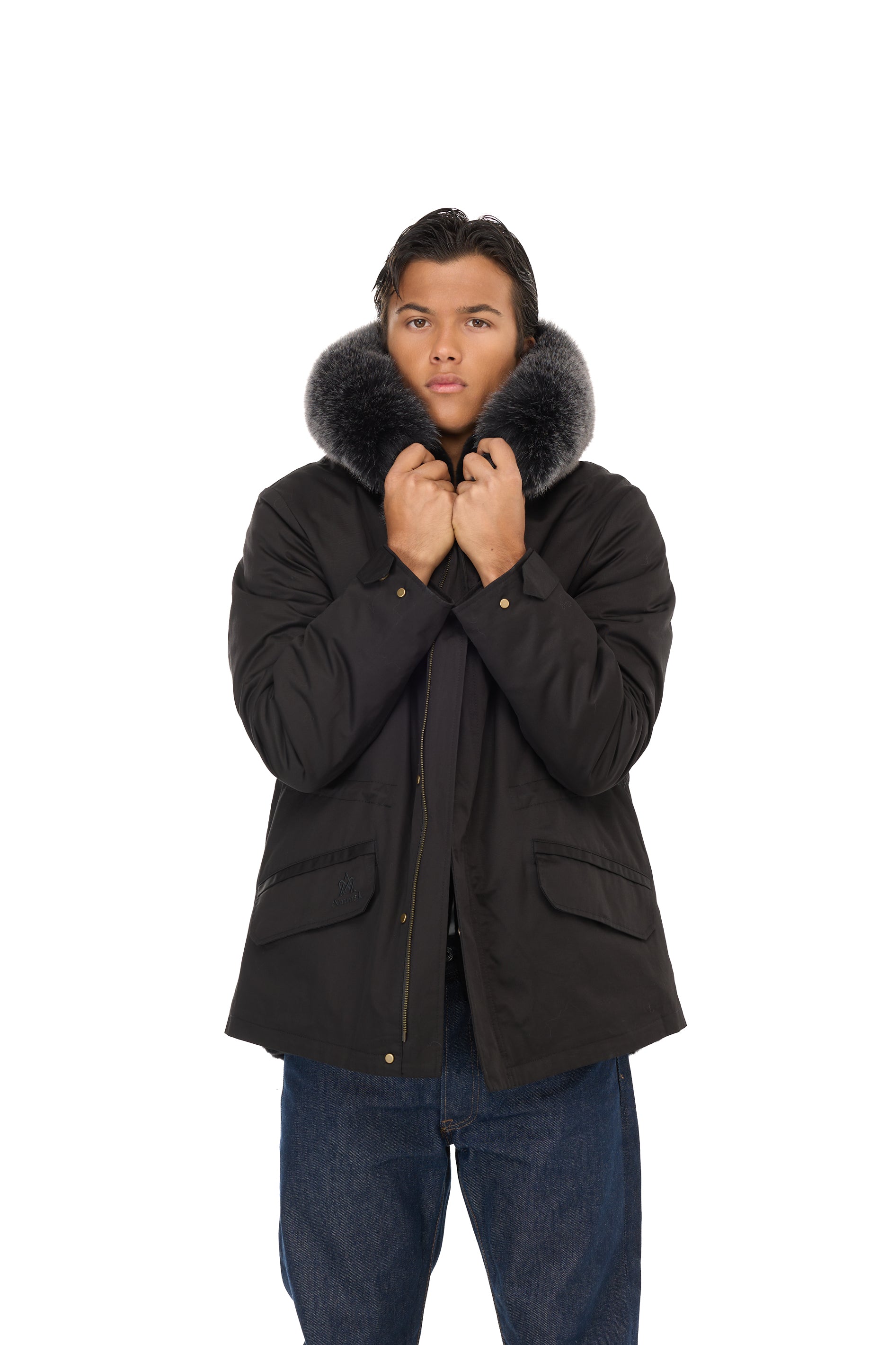 Parka Short Fox Silver Gray