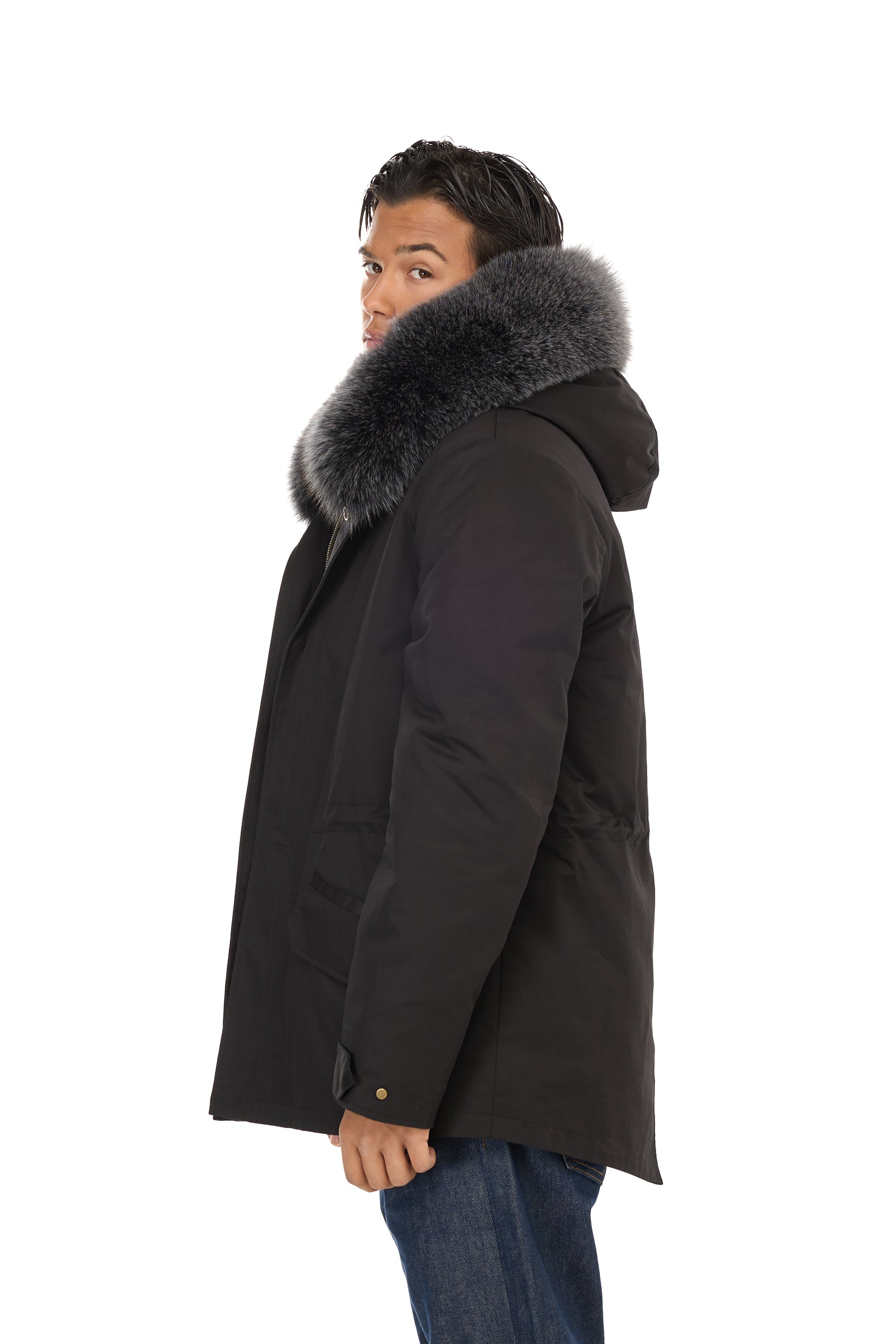 Parka Short Fox Silver Gray