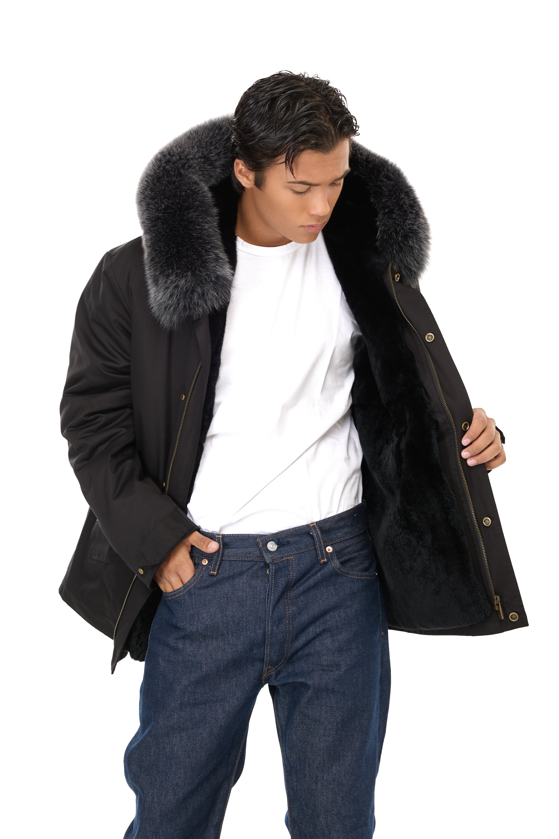 Parka short  fox Silver Grey
