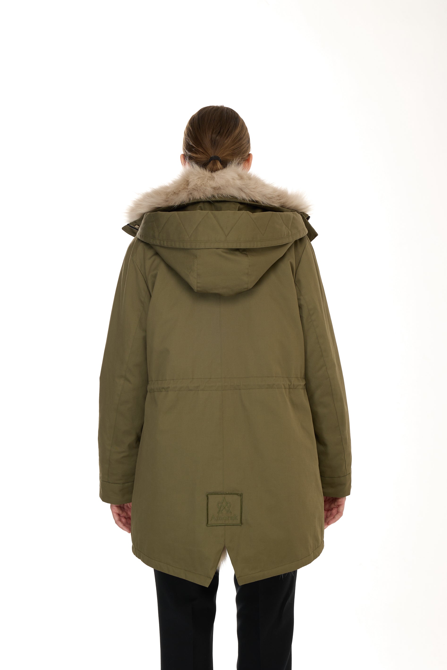 BEIGE ELEGANT PARKA WITH HIGH NOW AND REMOVABLE FUR FUR STRENGTH