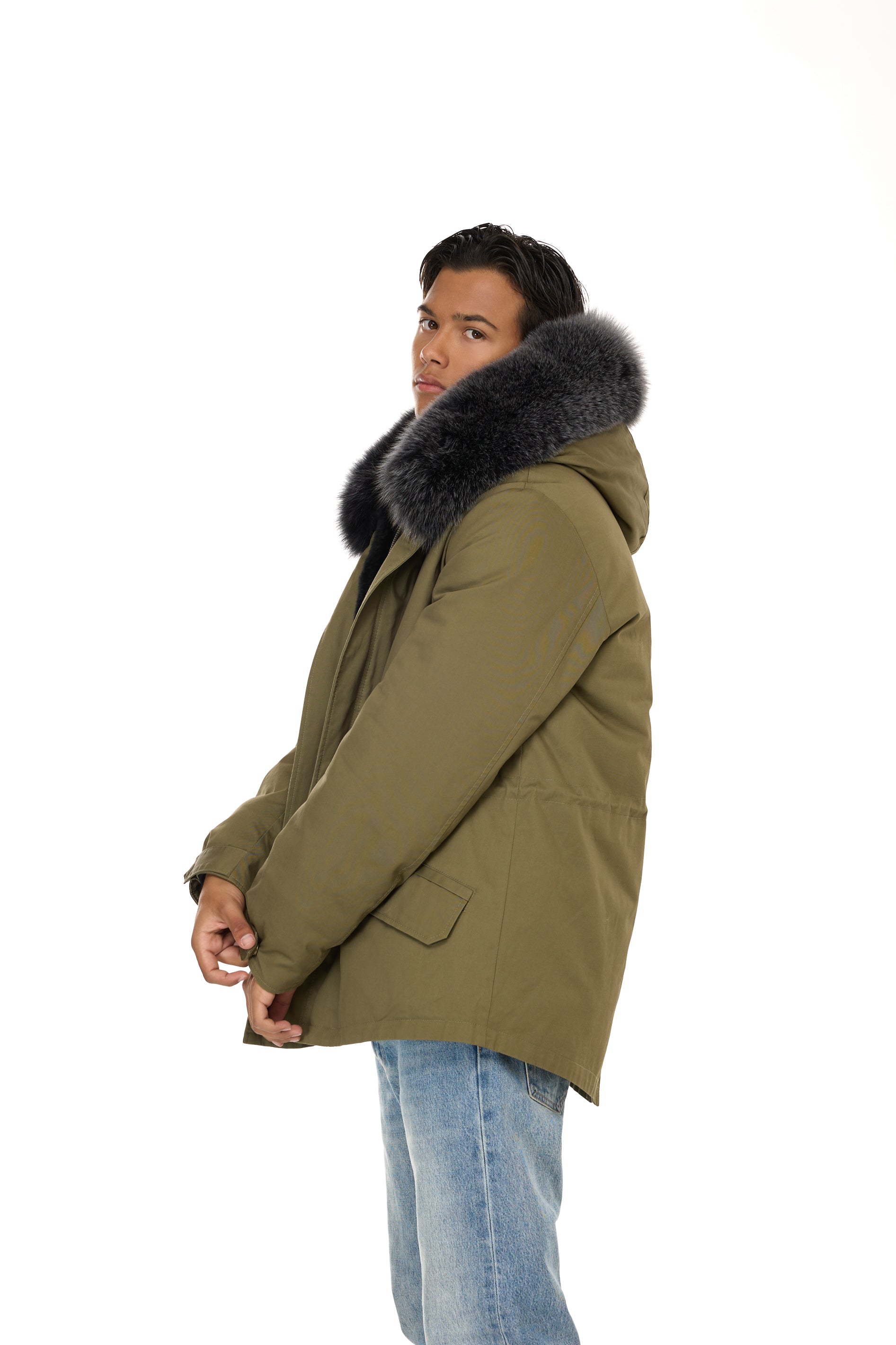 Parka Short Fox Silver Gray