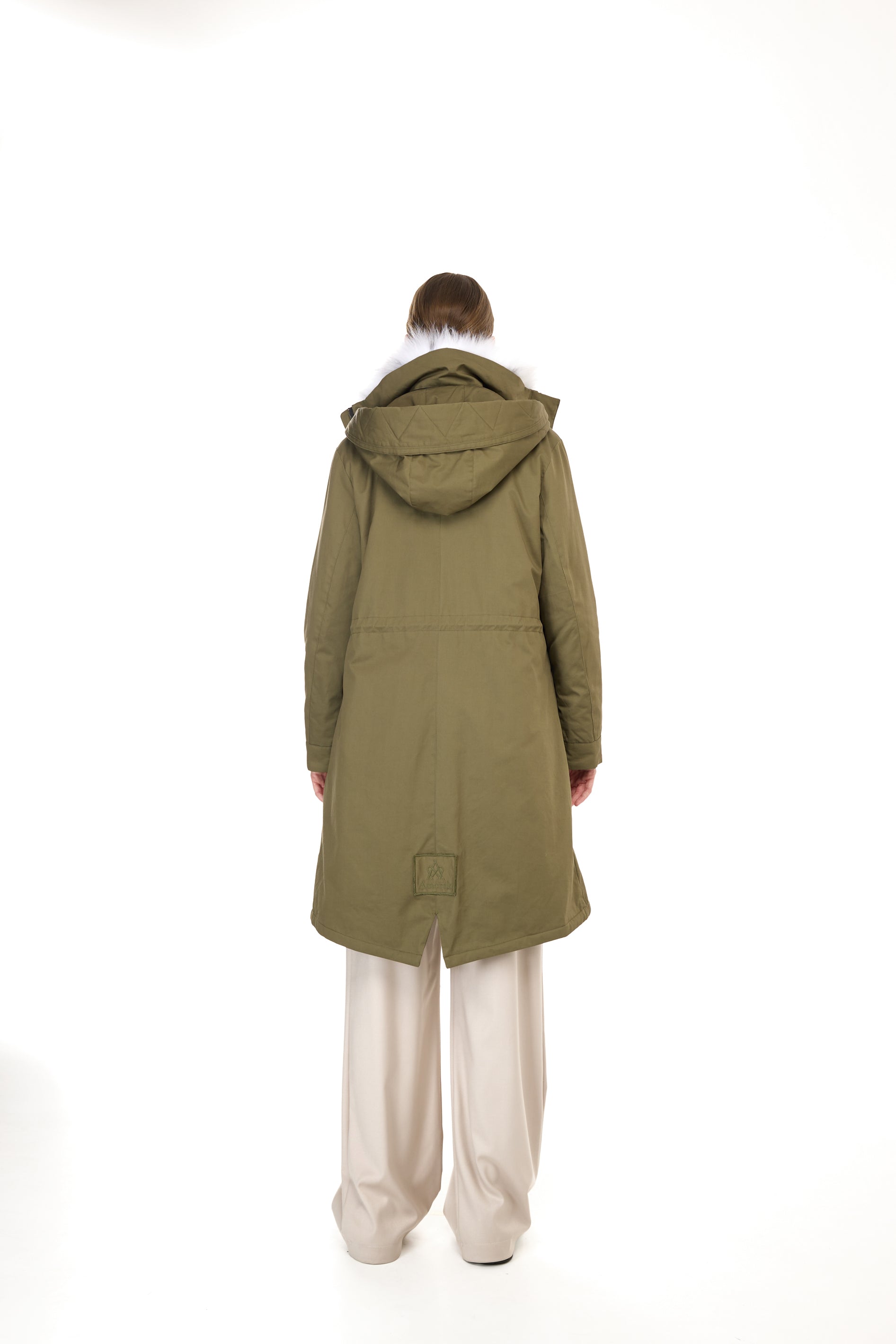 Parka X-Long Elegant Fox Linx with high collar and removable fox vest