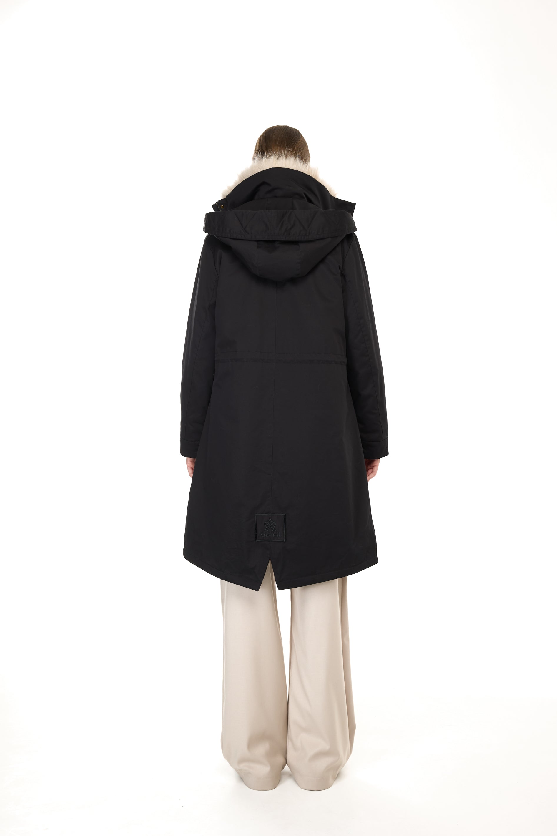 Park X-Long Elegant Beige with high neck and removable fur vest