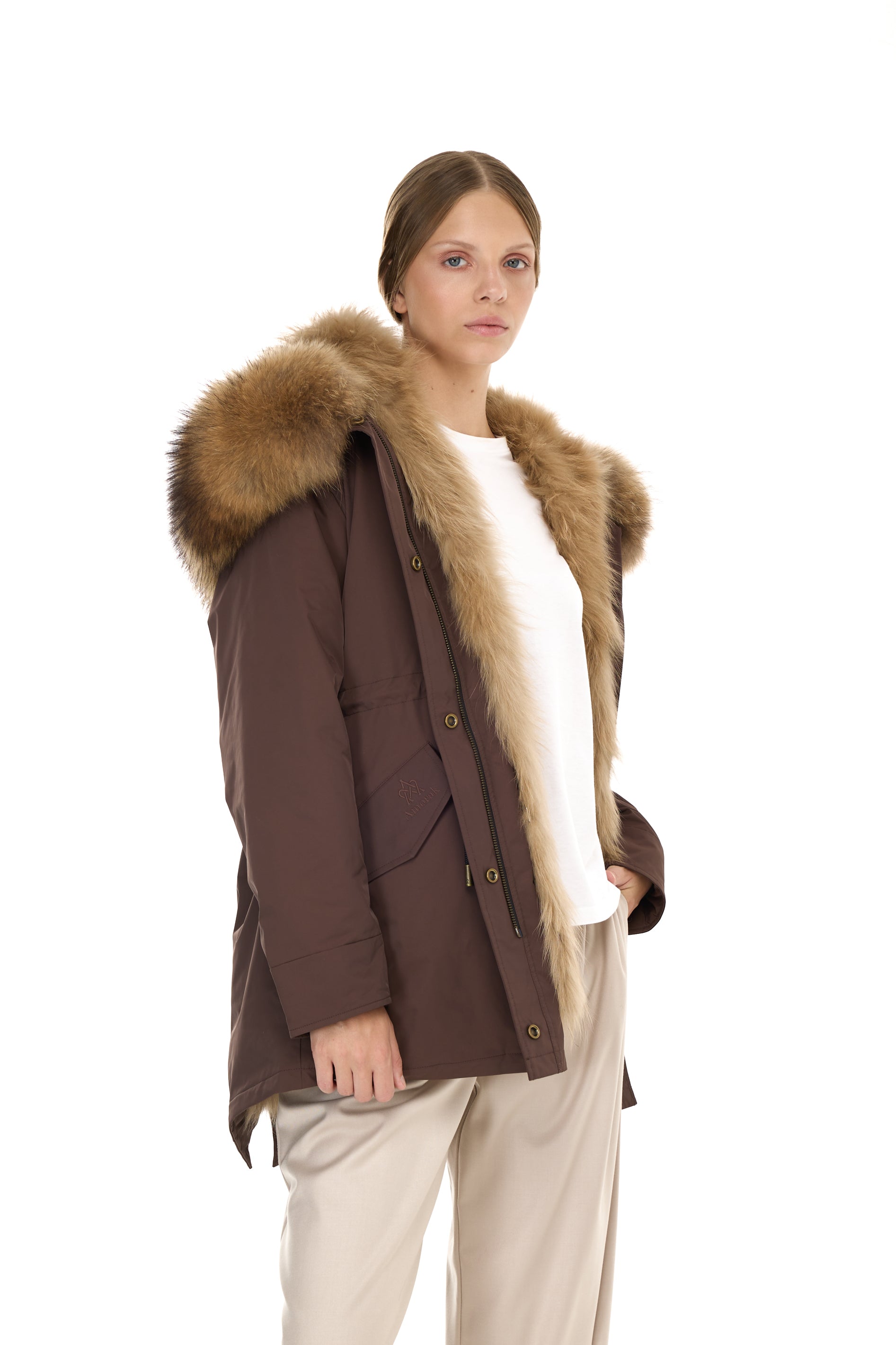 Park Short Urban Raccoon in waterproof cotton mixed with vest in saying