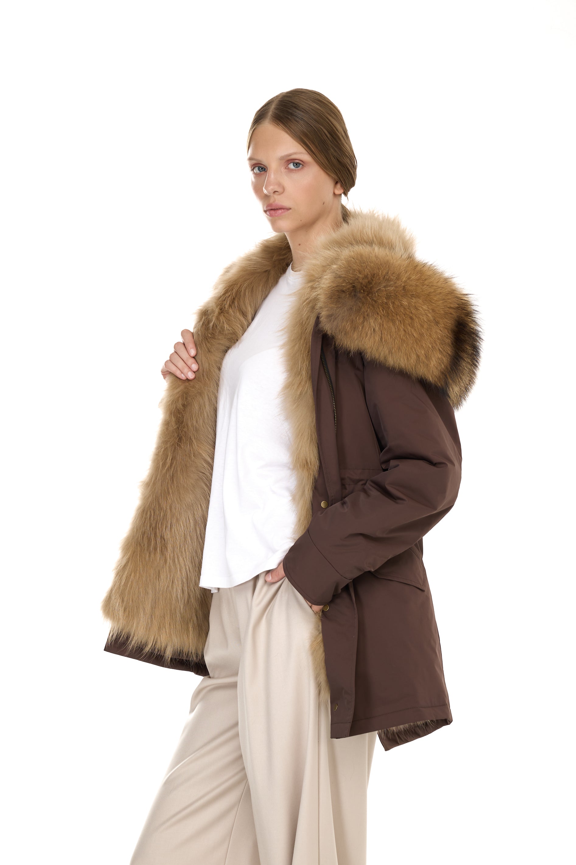 Park Short Urban Raccoon in waterproof cotton mixed with vest in saying