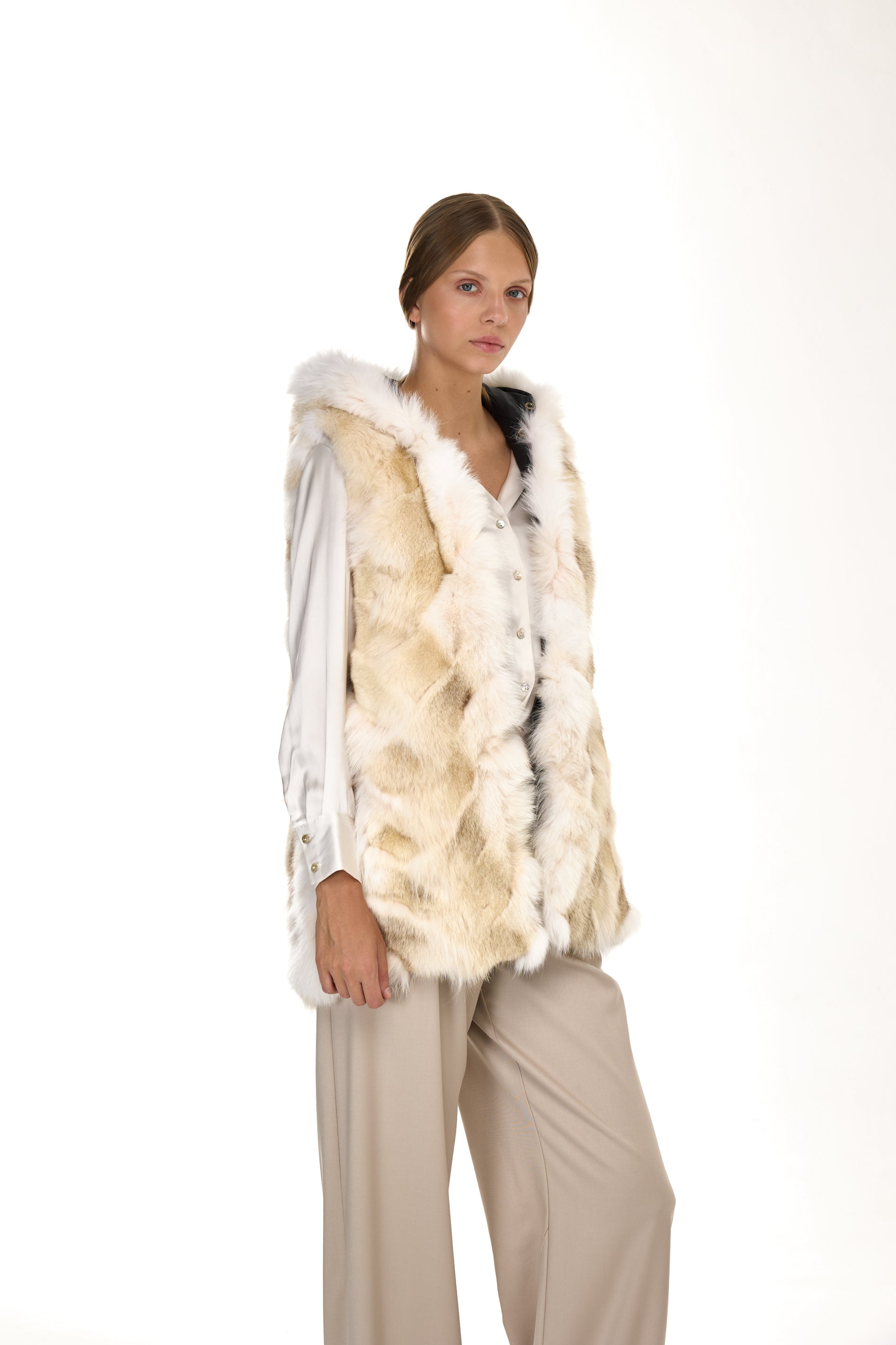 Park Long Urban White in Waterproof Cotton Mixed With Coyote vest