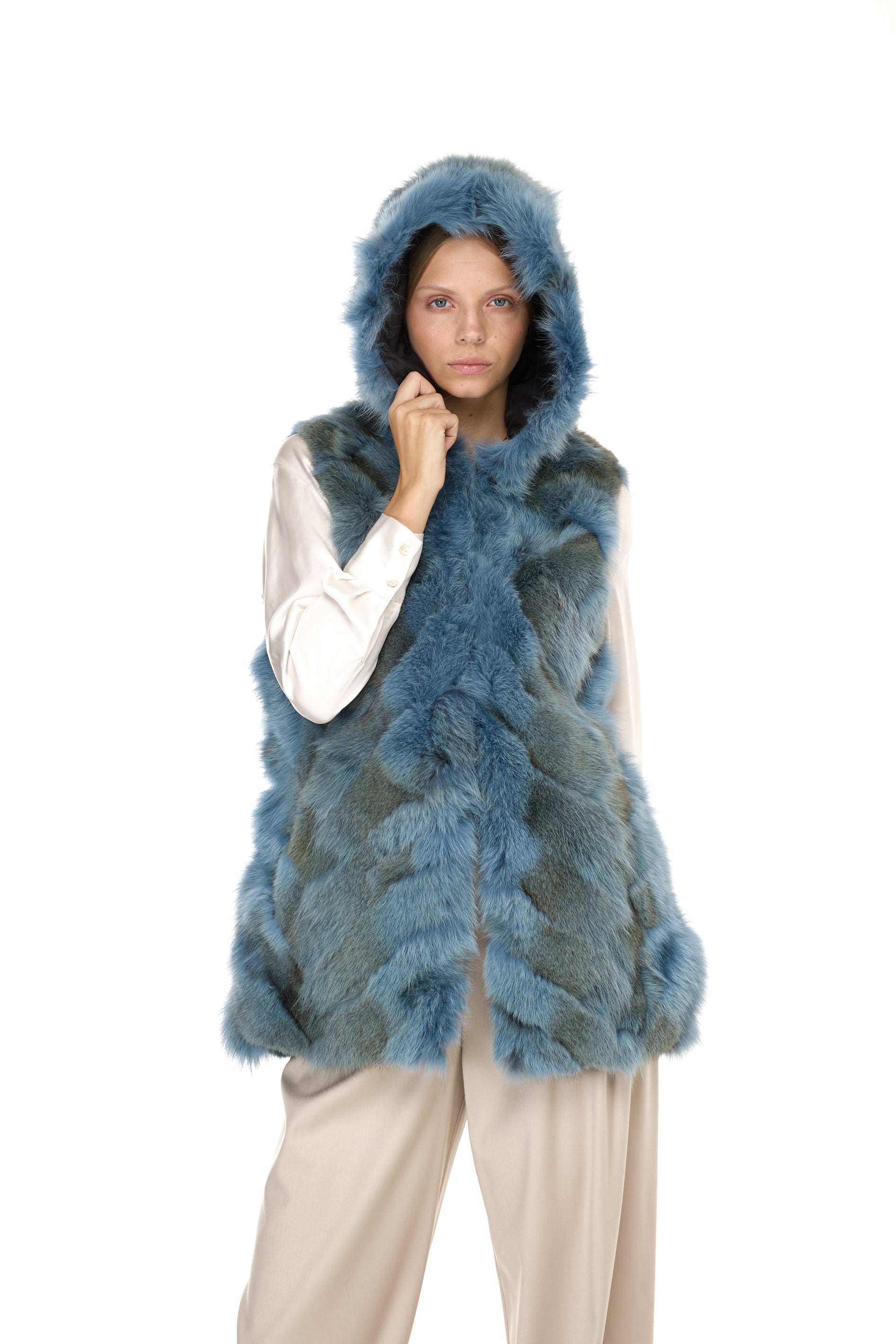 Parking Short Urban Greyish Blue In Mixed Cotton Waterproof with Coyote