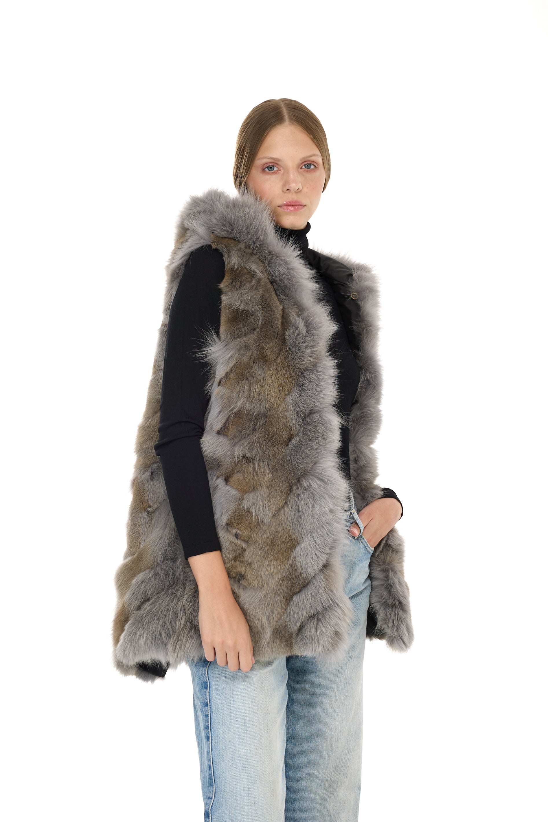 Park Long Urban Gray in waterproof cotton mixed with coyote vest