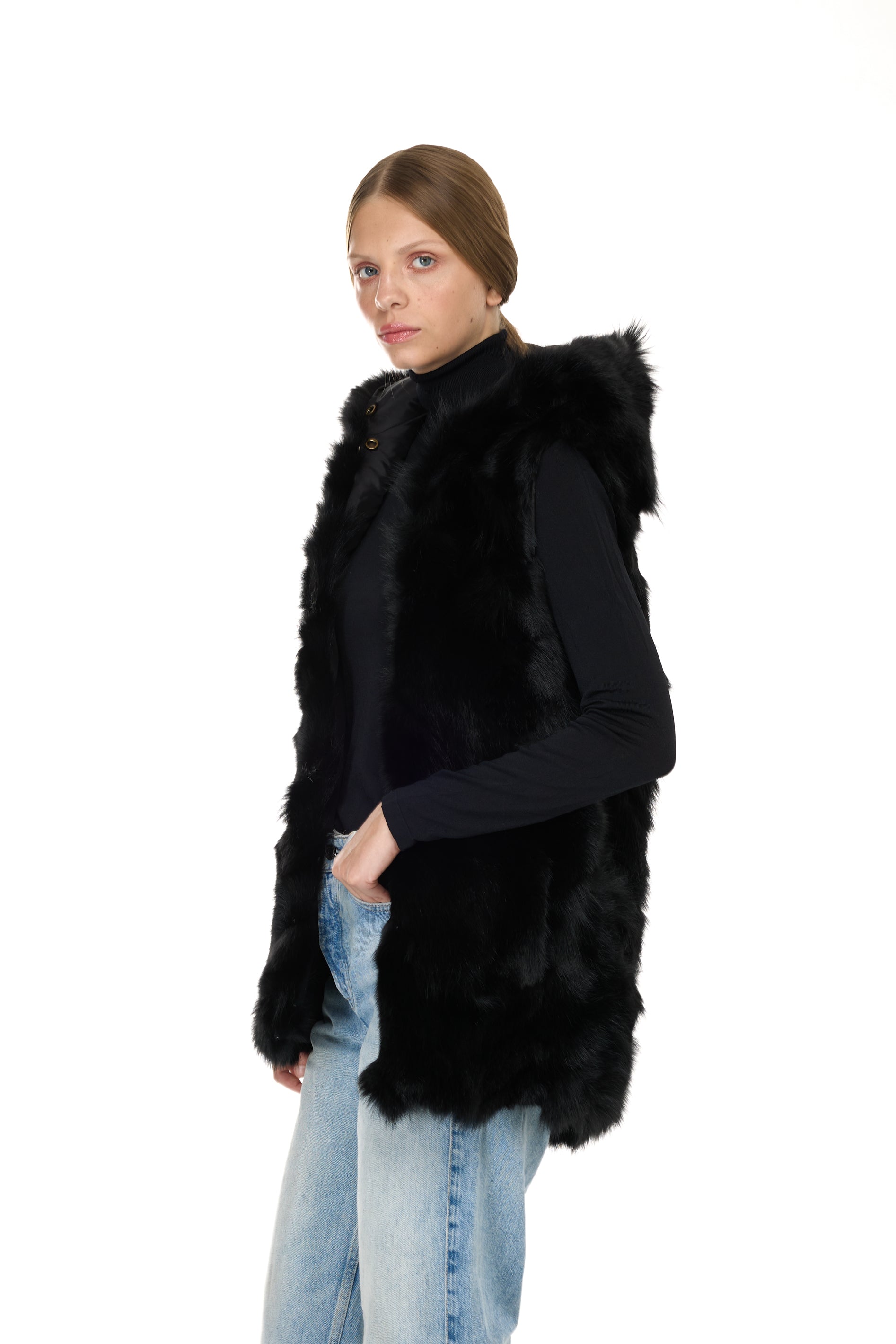 Park Long Urban Black in waterproof cotton mixed with coyote vest