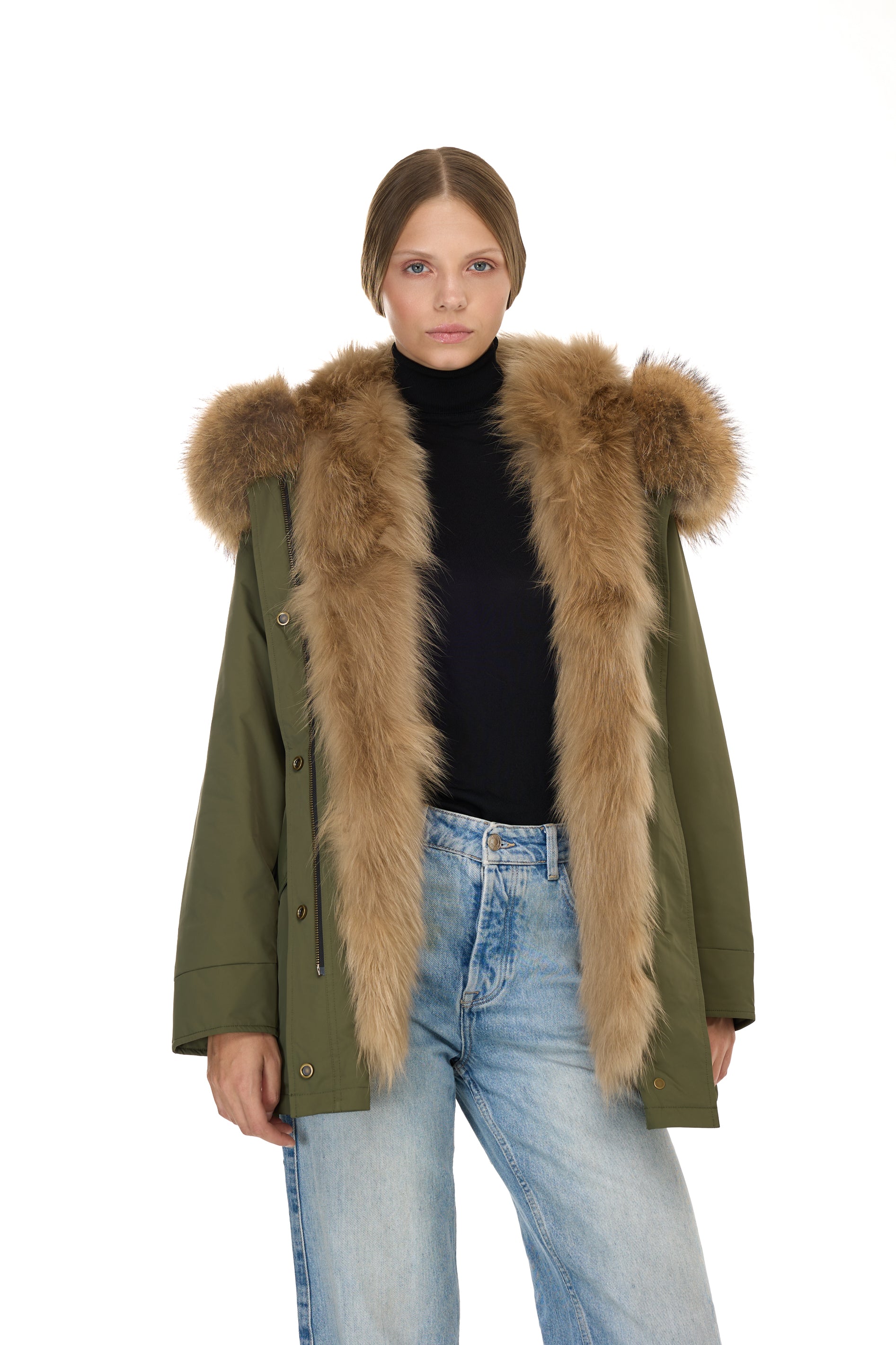 Park Long Urban Raccoon in waterproof cotton mixed with vest in saying
