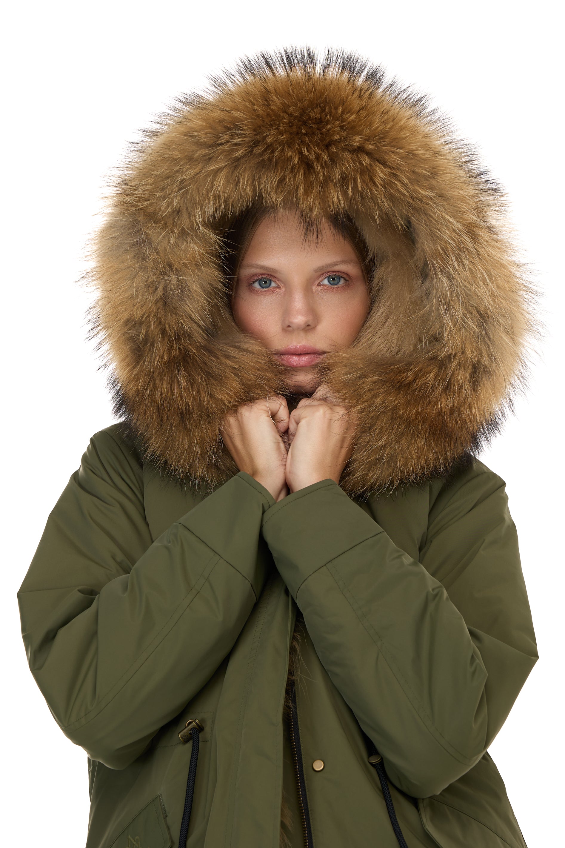 Park Long Urban Raccoon in waterproof cotton mixed with vest in saying