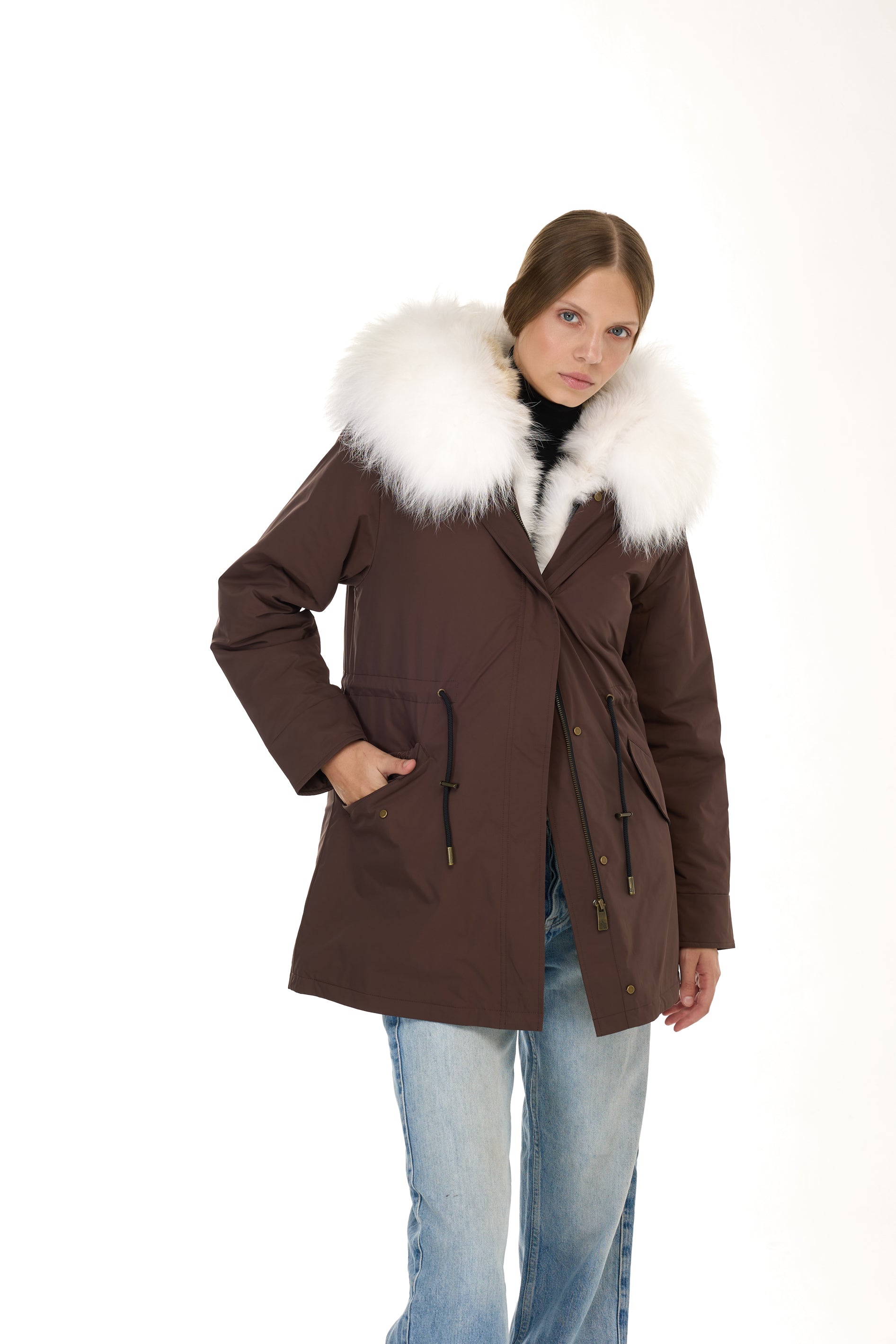 Park Long Urban White in Waterproof Cotton Mixed With Coyote vest