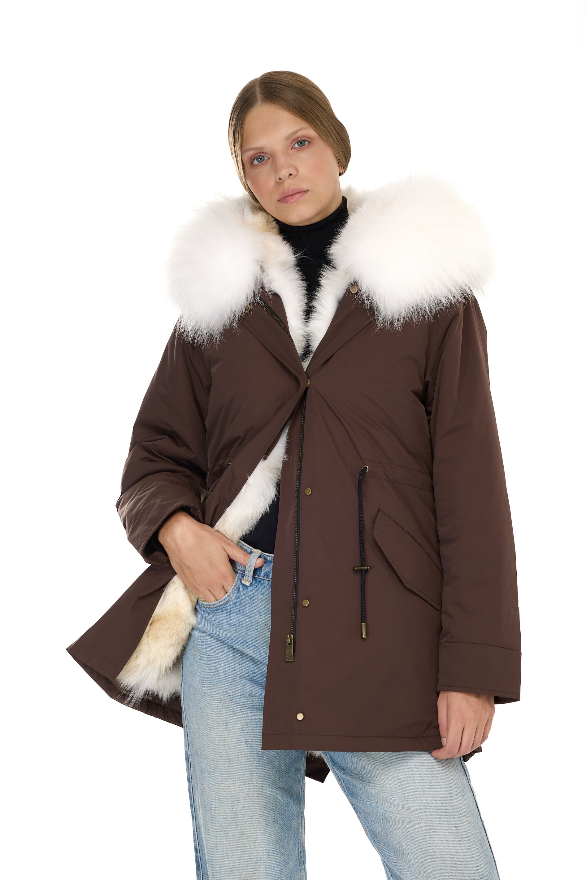 Park Long Urban White in Waterproof Cotton Mixed With Coyote vest