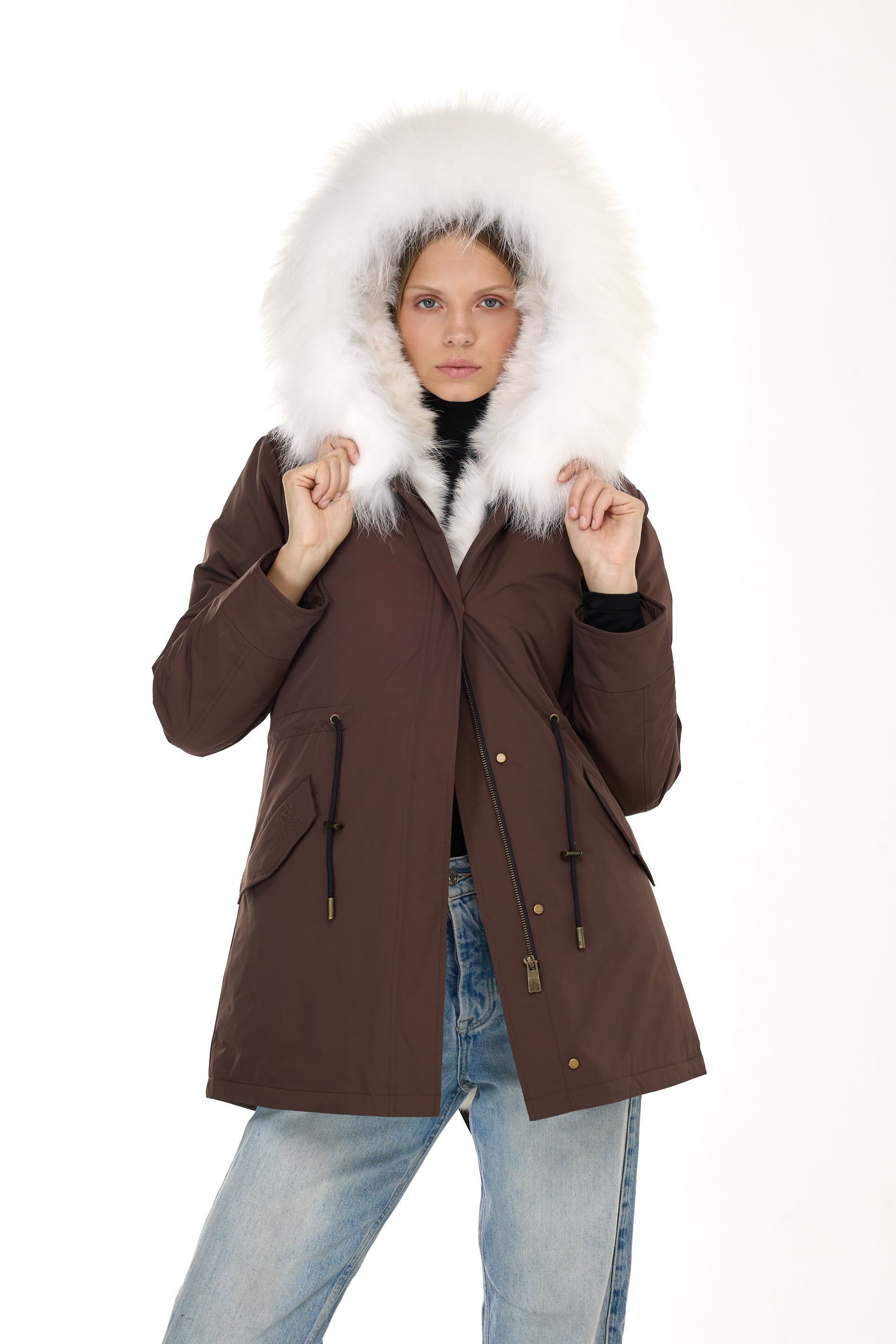 Park Long Urban White in Waterproof Cotton Mixed With Coyote vest