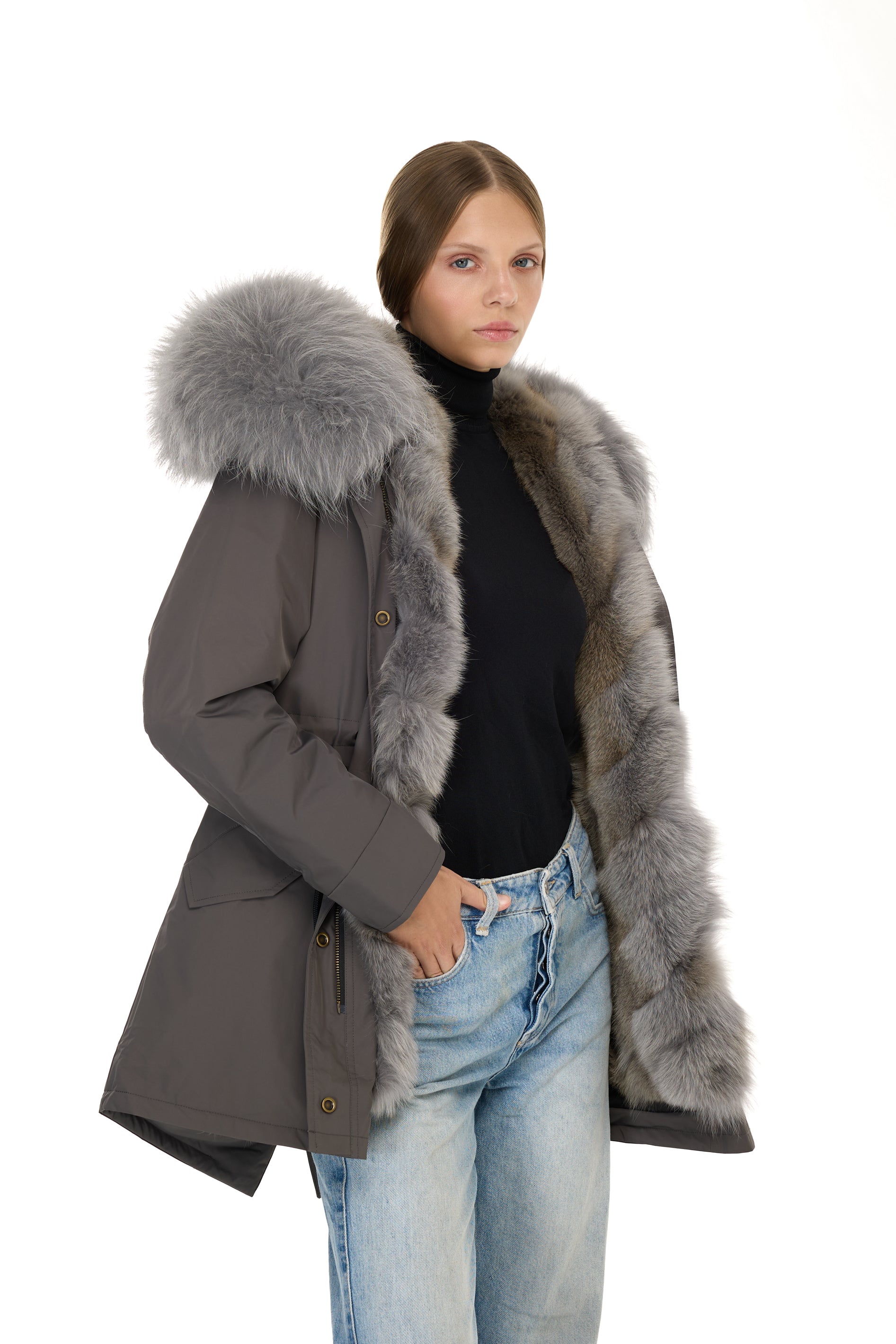 Park Long Urban Gray in waterproof cotton mixed with coyote vest