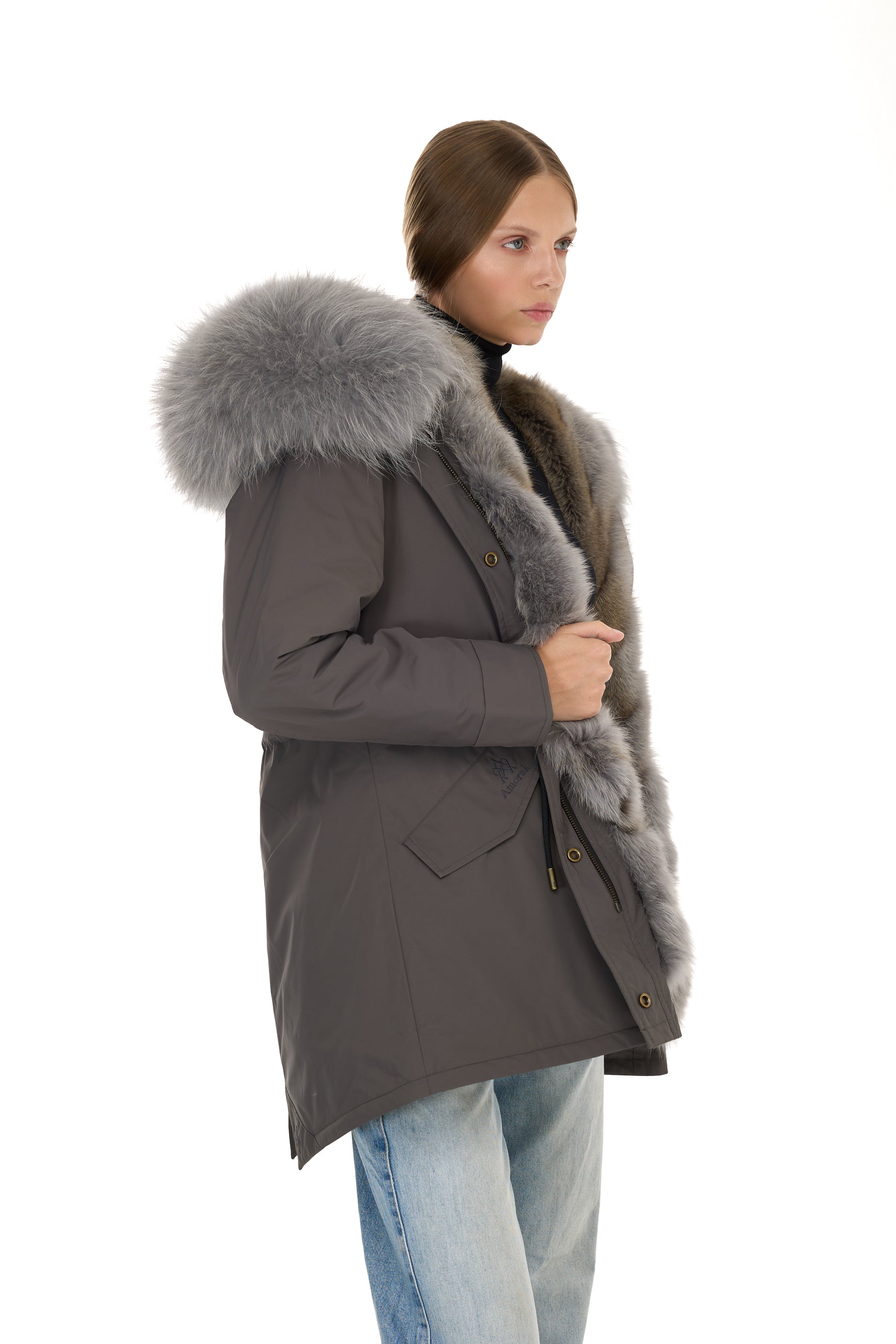 Park Long Urban Gray in waterproof cotton mixed with coyote vest