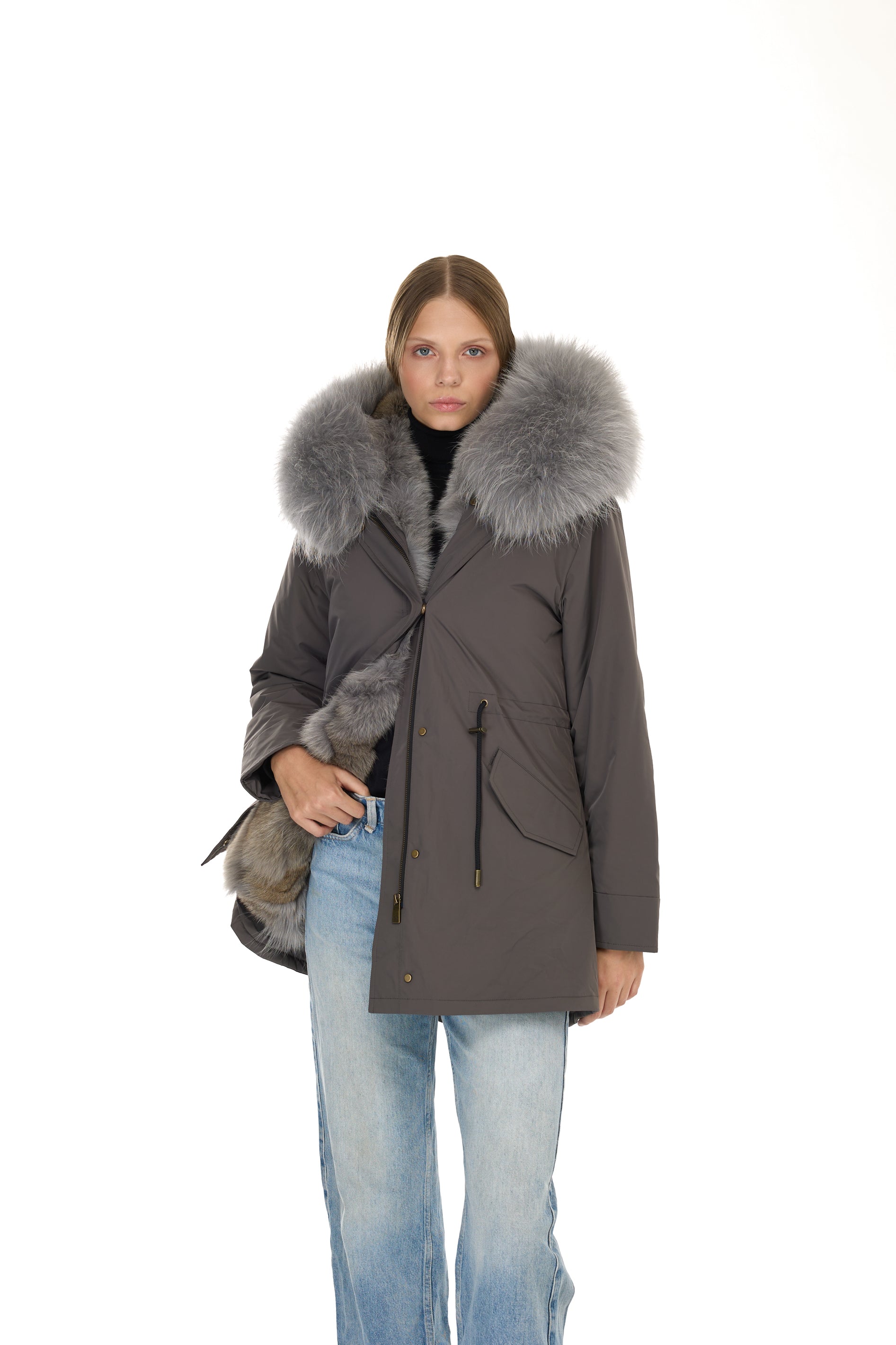 Park Long Urban Gray in waterproof cotton mixed with coyote vest