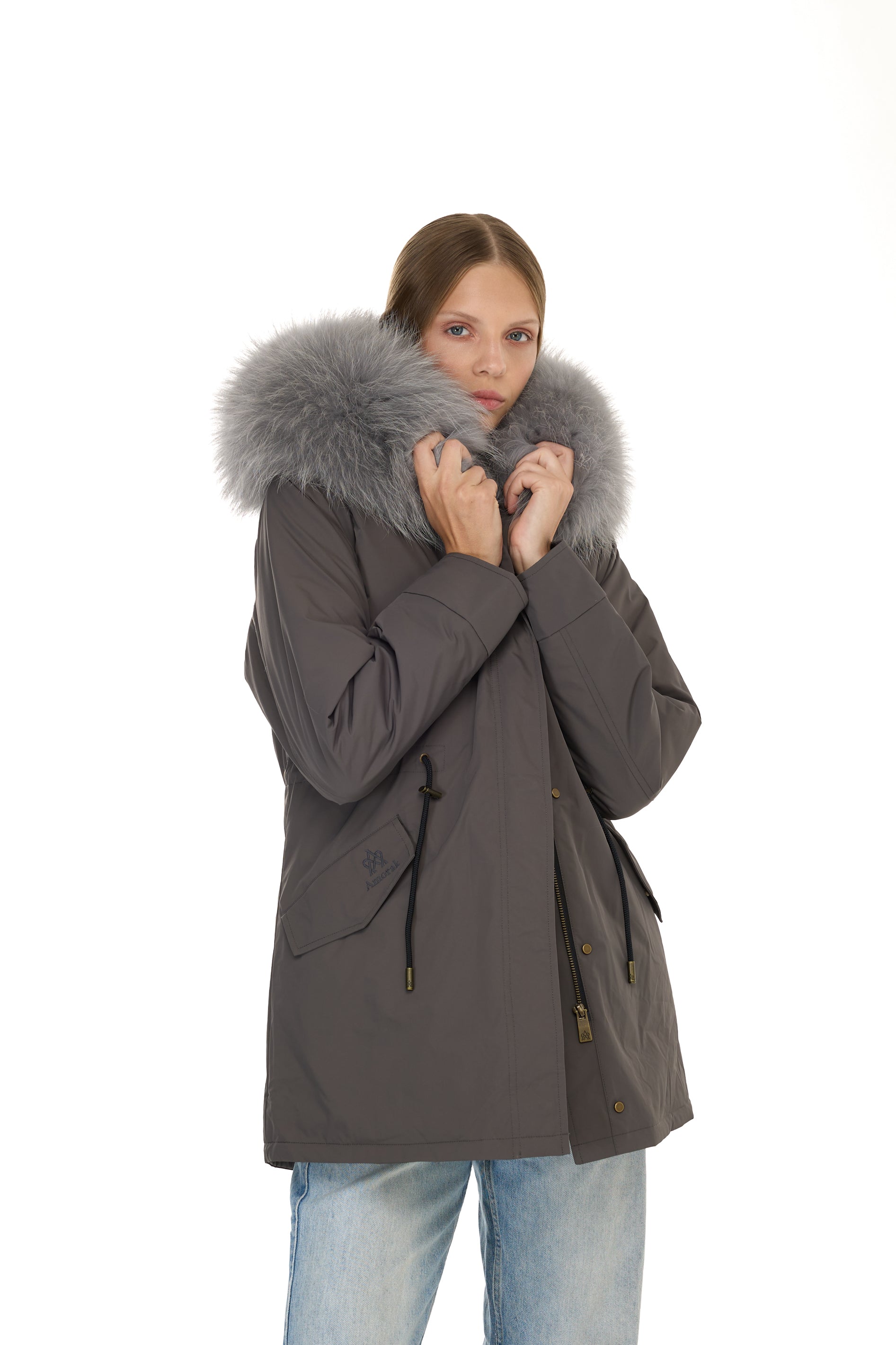 Park Long Urban Gray in waterproof cotton mixed with coyote vest