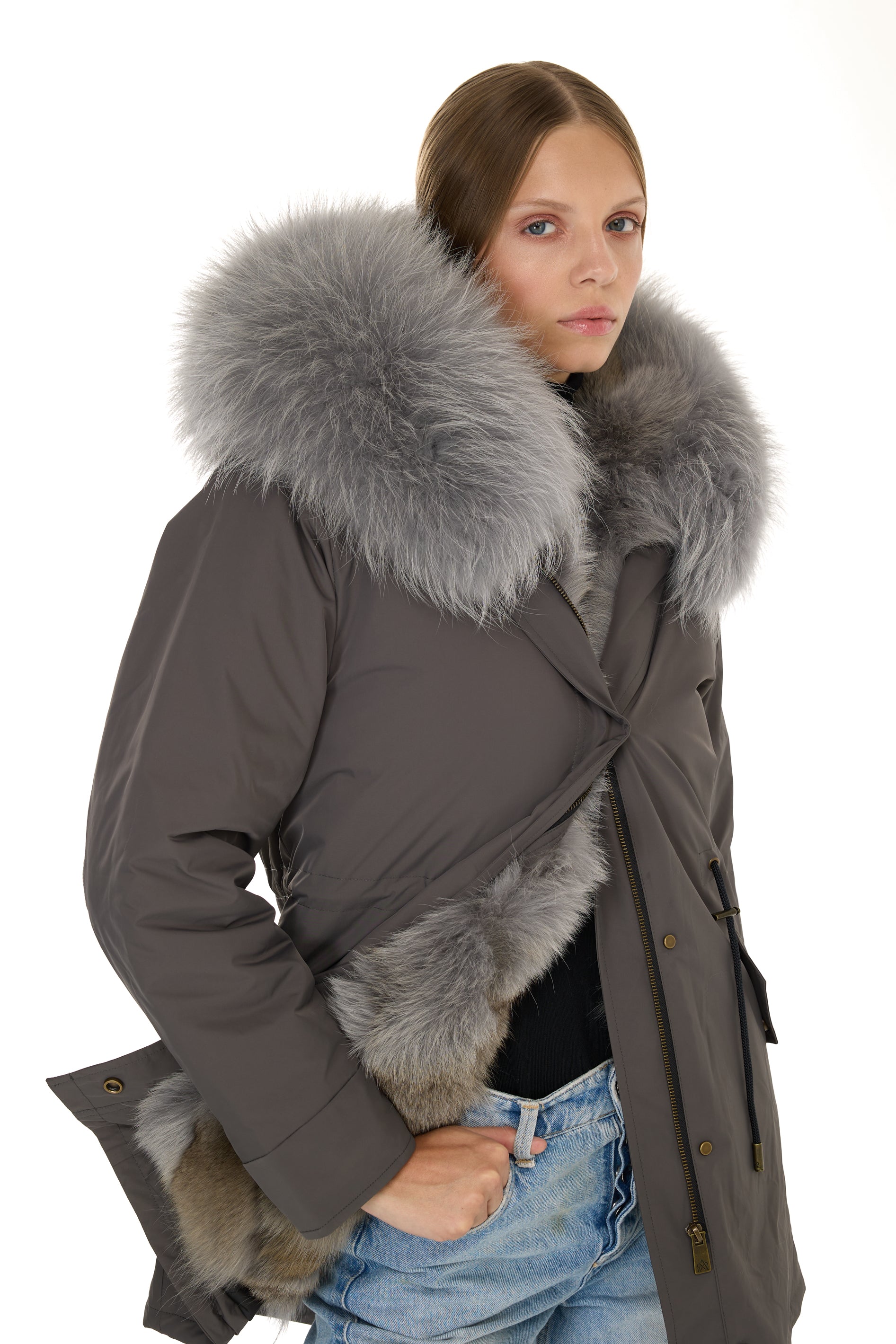 Park Long Urban Gray in waterproof cotton mixed with coyote vest